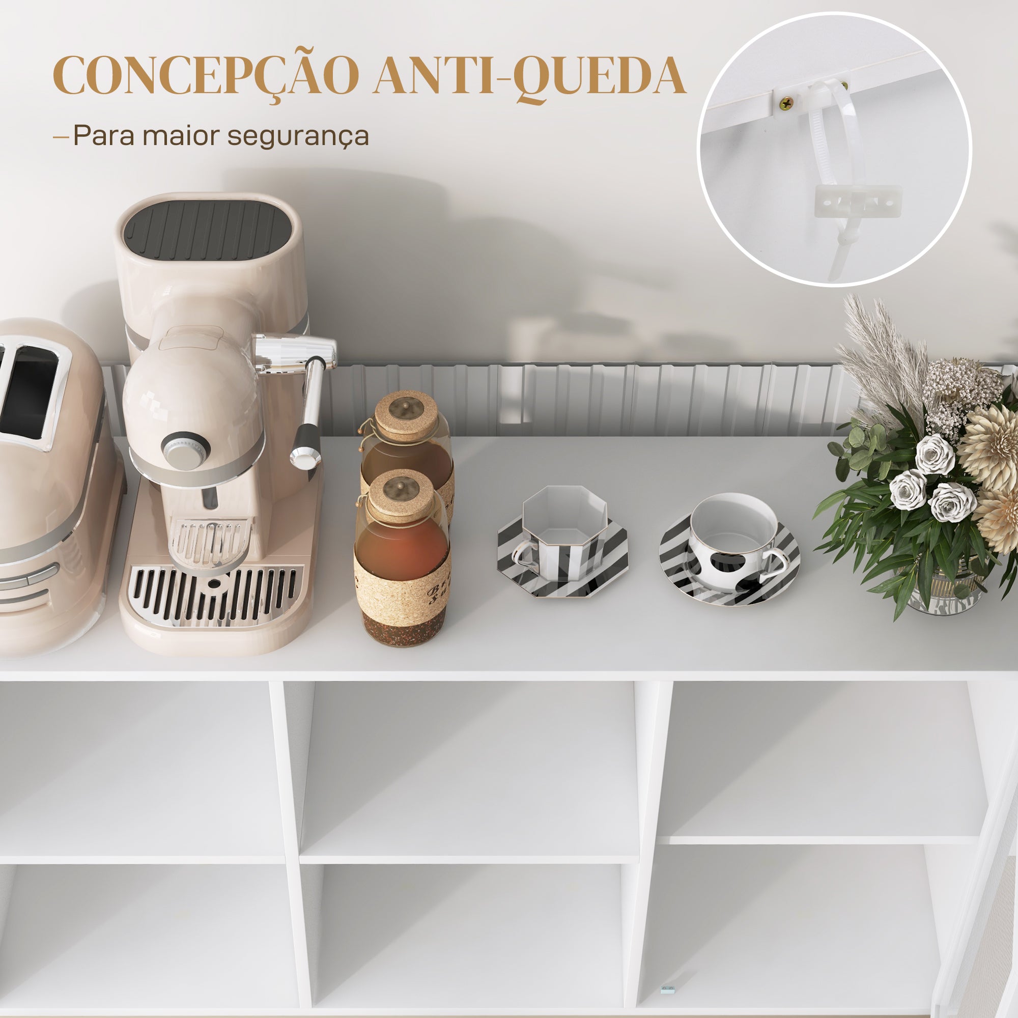 Aparador Moderno com Porta de Malha 120x37x81,5 cm - Branco