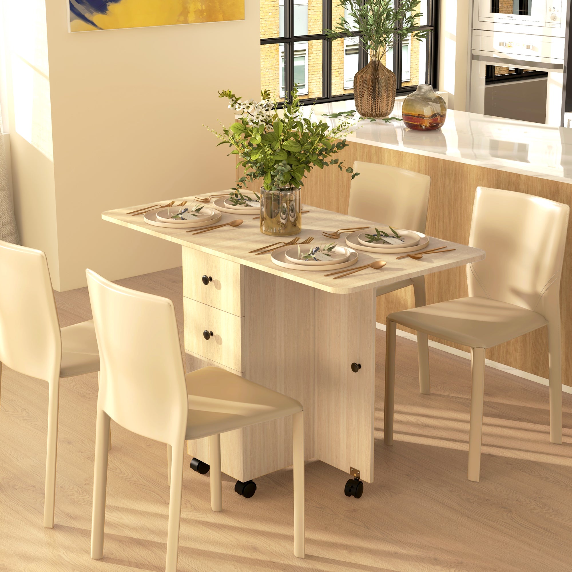 Mesa de Jantar Dobrável 120x60x76,5 cm Cor de Madeira Natural
