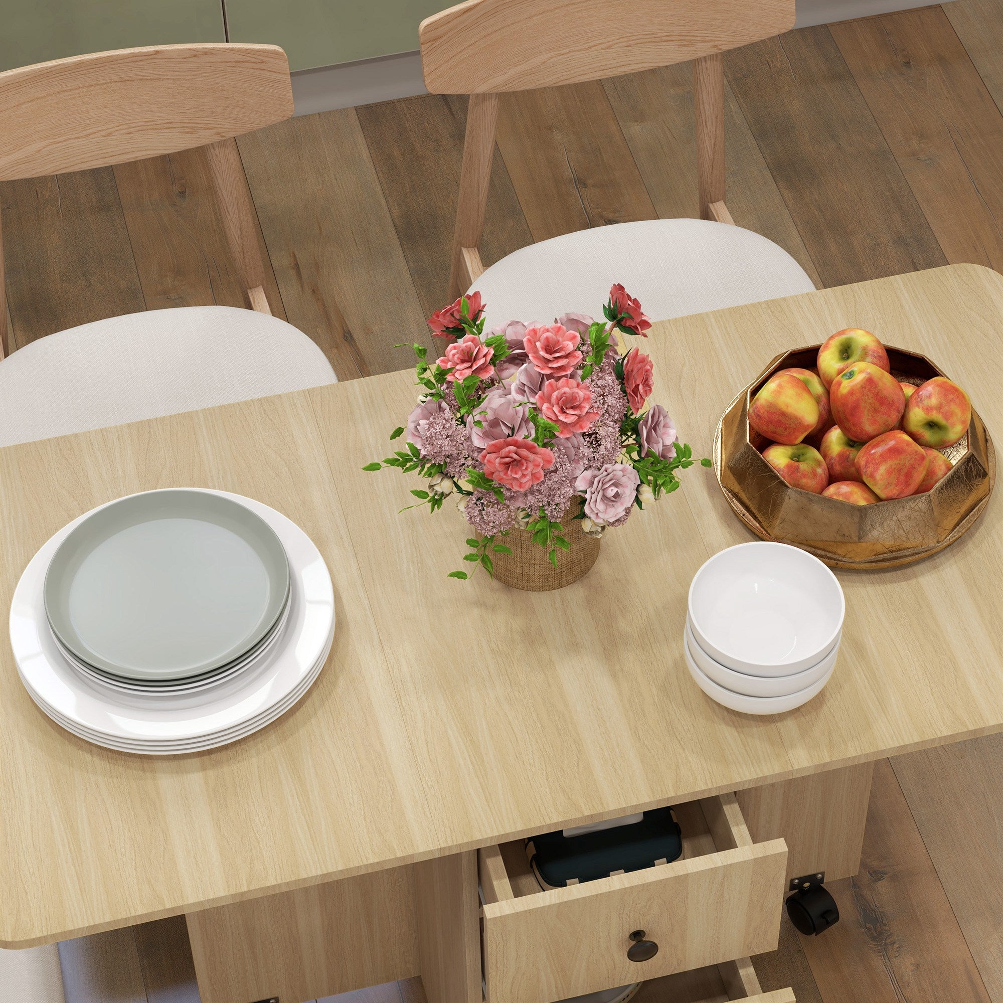 Mesa de Jantar Dobrável 120x60x76,5 cm Cor de Madeira Natural