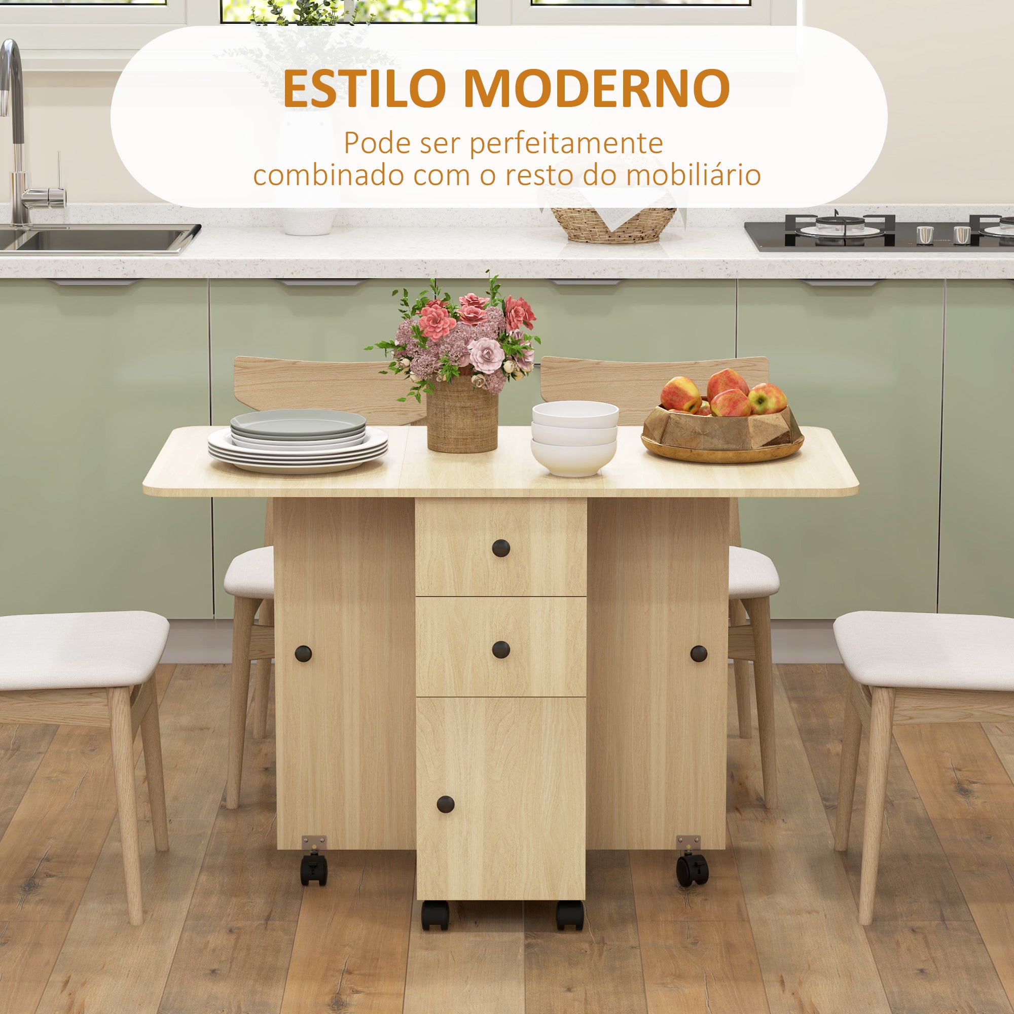 Mesa de Jantar Dobrável 120x60x76,5 cm Cor de Madeira Natural