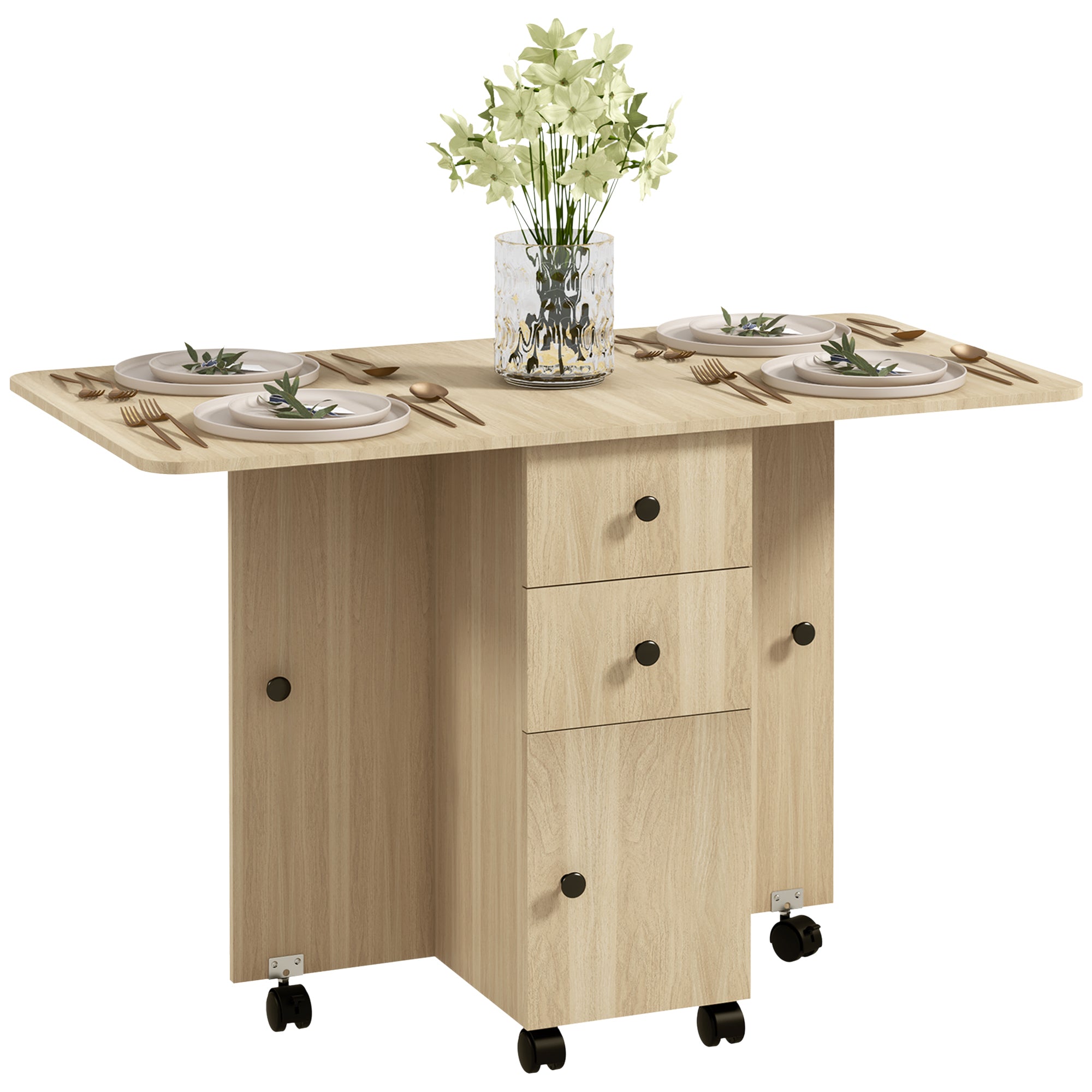 Mesa de Jantar Dobrável 120x60x76,5 cm Cor de Madeira Natural