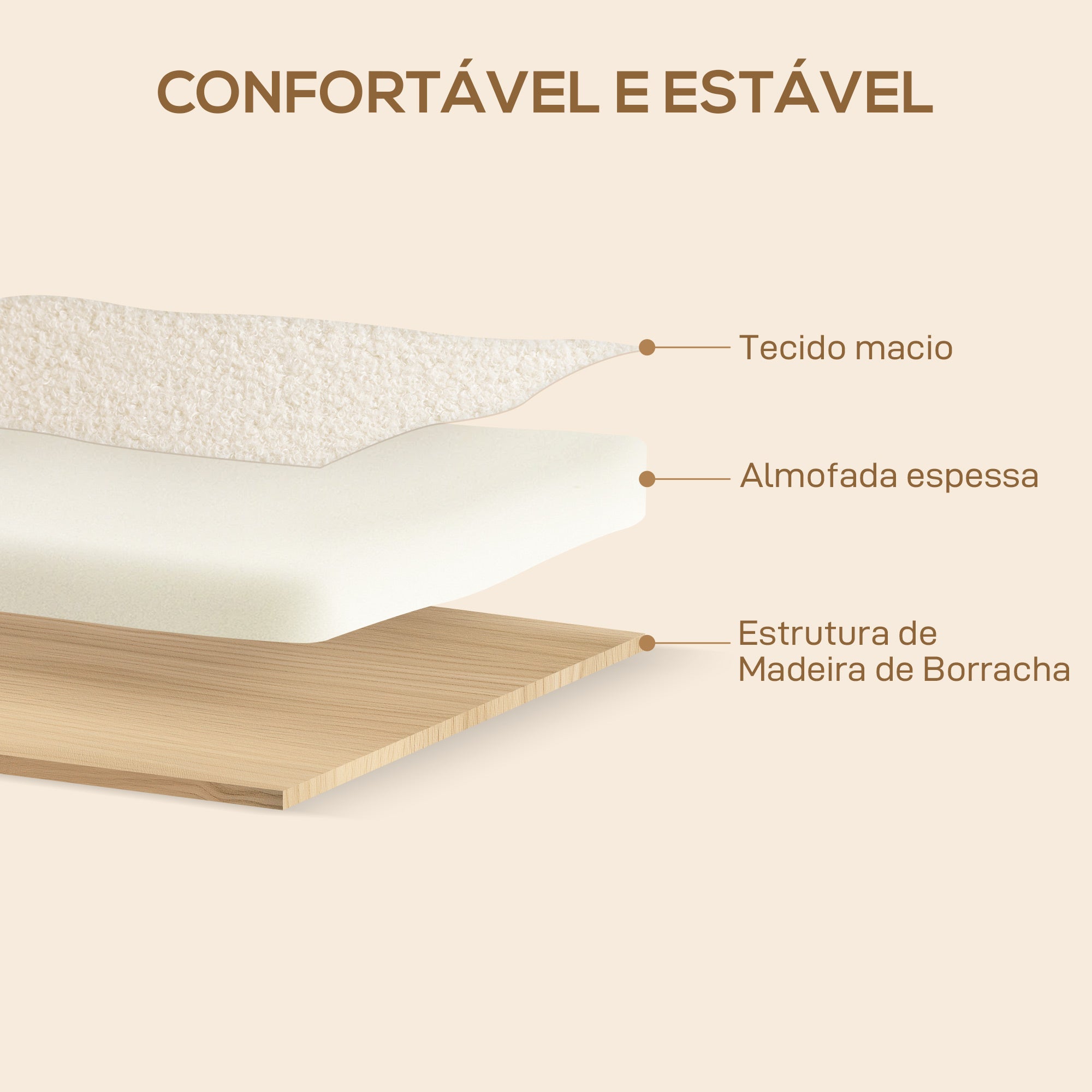 Sofá de 2 Lugares em Borreguito Creme 118x76x78 cm