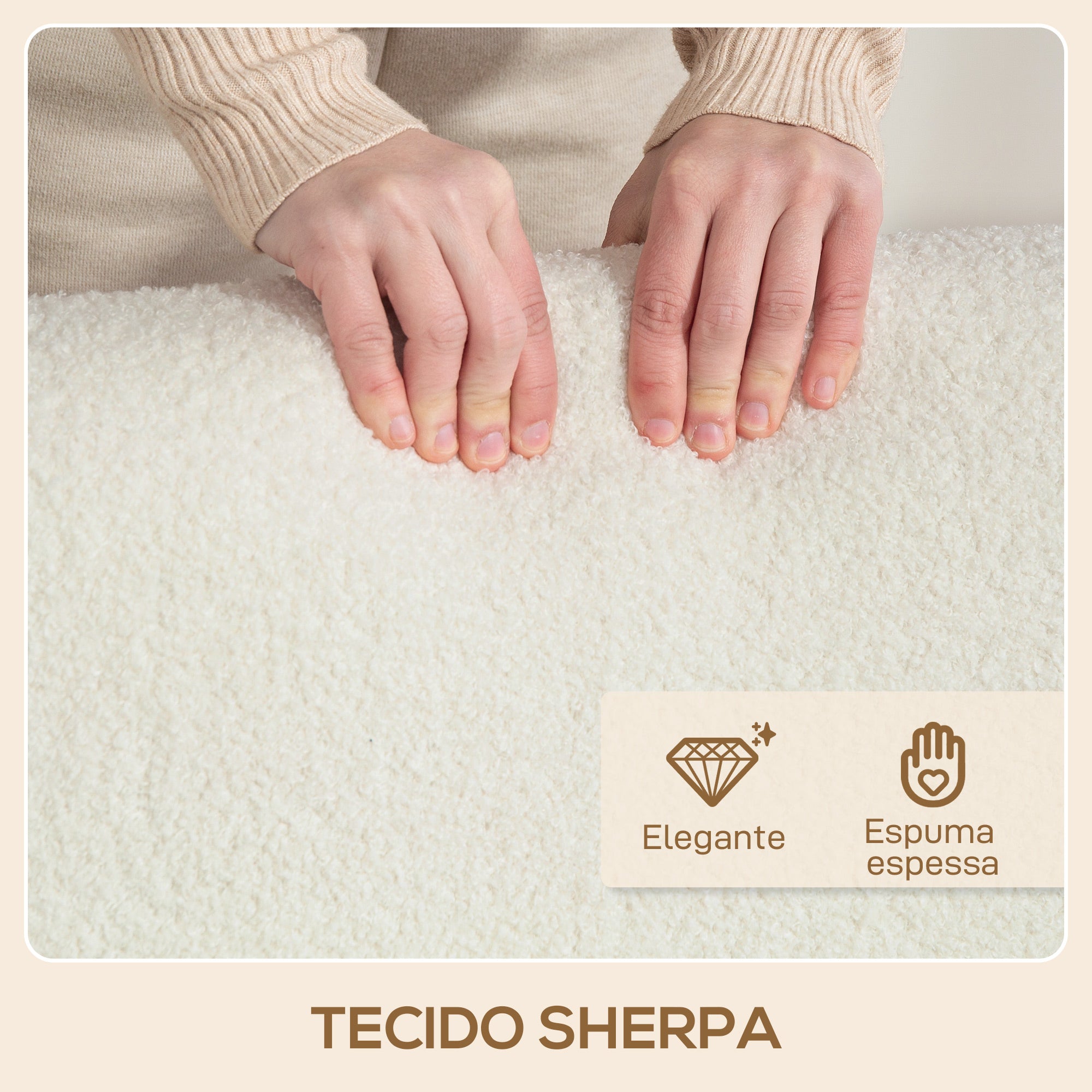 Sofá de 2 Lugares em Borreguito Creme 118x76x78 cm