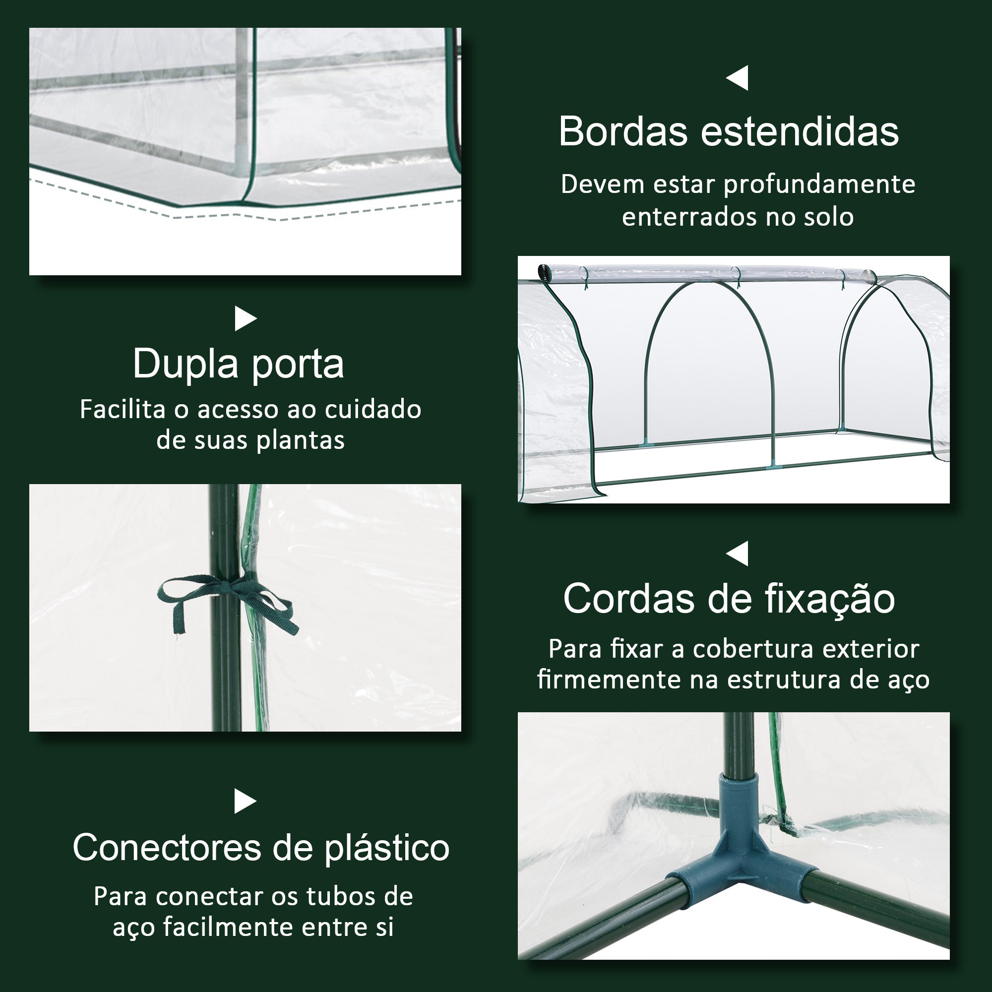 Estufa para Jardim Terraço 250x100x80 cm Transparente