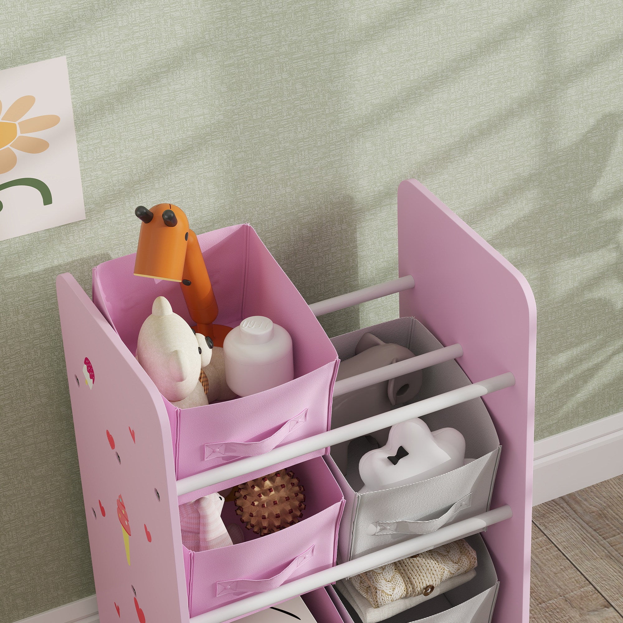 Estante para Brinquedos Organizador com 6 Caixas Rosa 43x30x60 cm