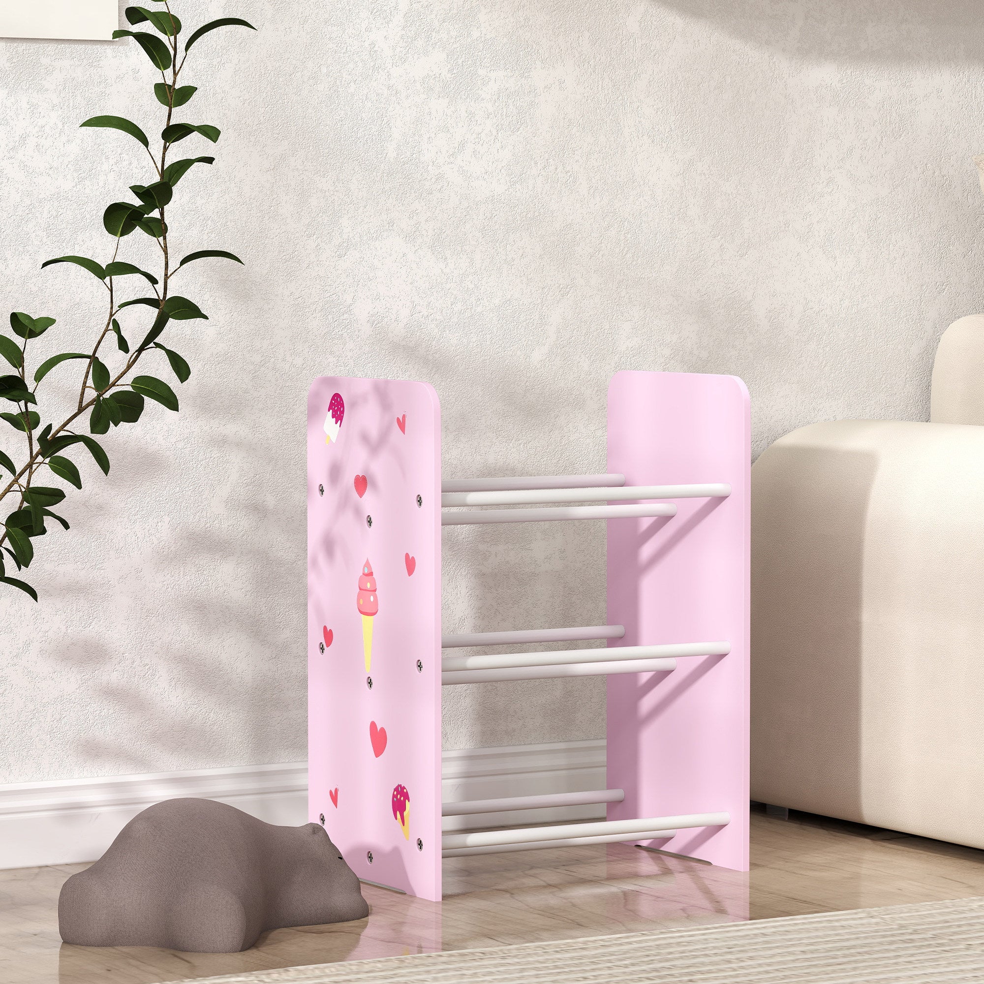 Estante para Brinquedos Organizador com 6 Caixas Rosa 43x30x60 cm