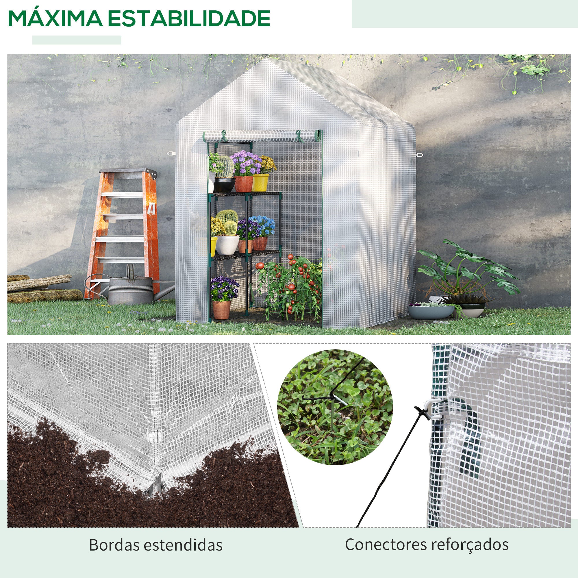 Estufa de Jardim – 143x143x195 cm – Branco – Aço