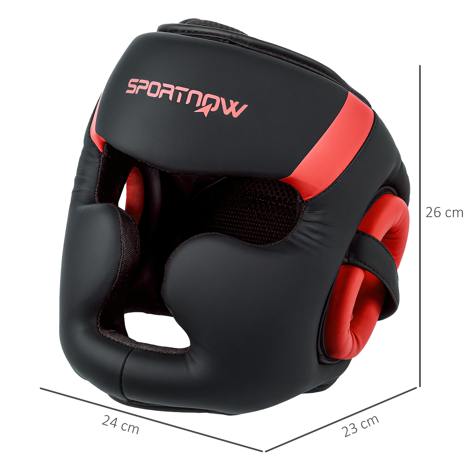 Capacete de Boxe – 24x23x26 cm – Vermelho – PU e EVA