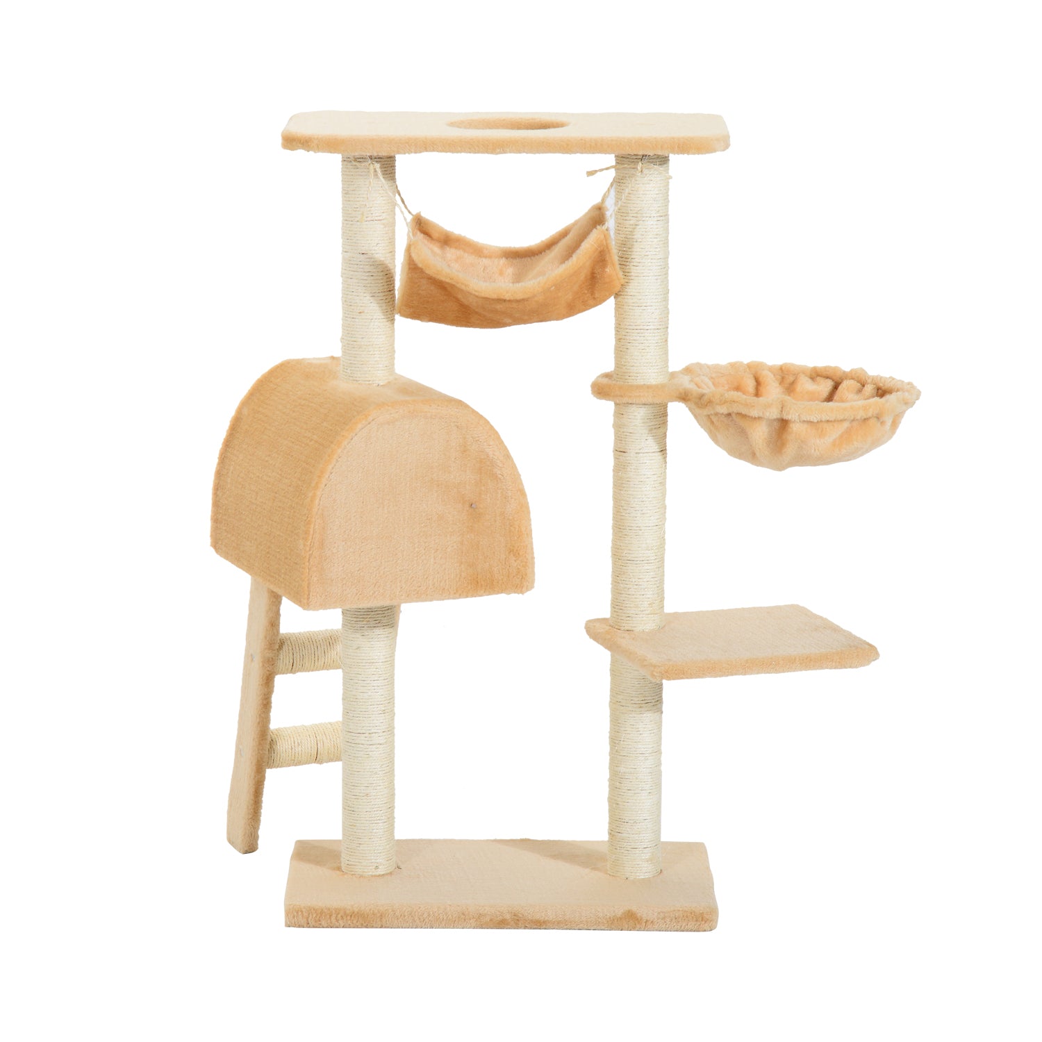 Arranhador para Gatos com Plataforma e Escada - 55x30x100cm (Bege)