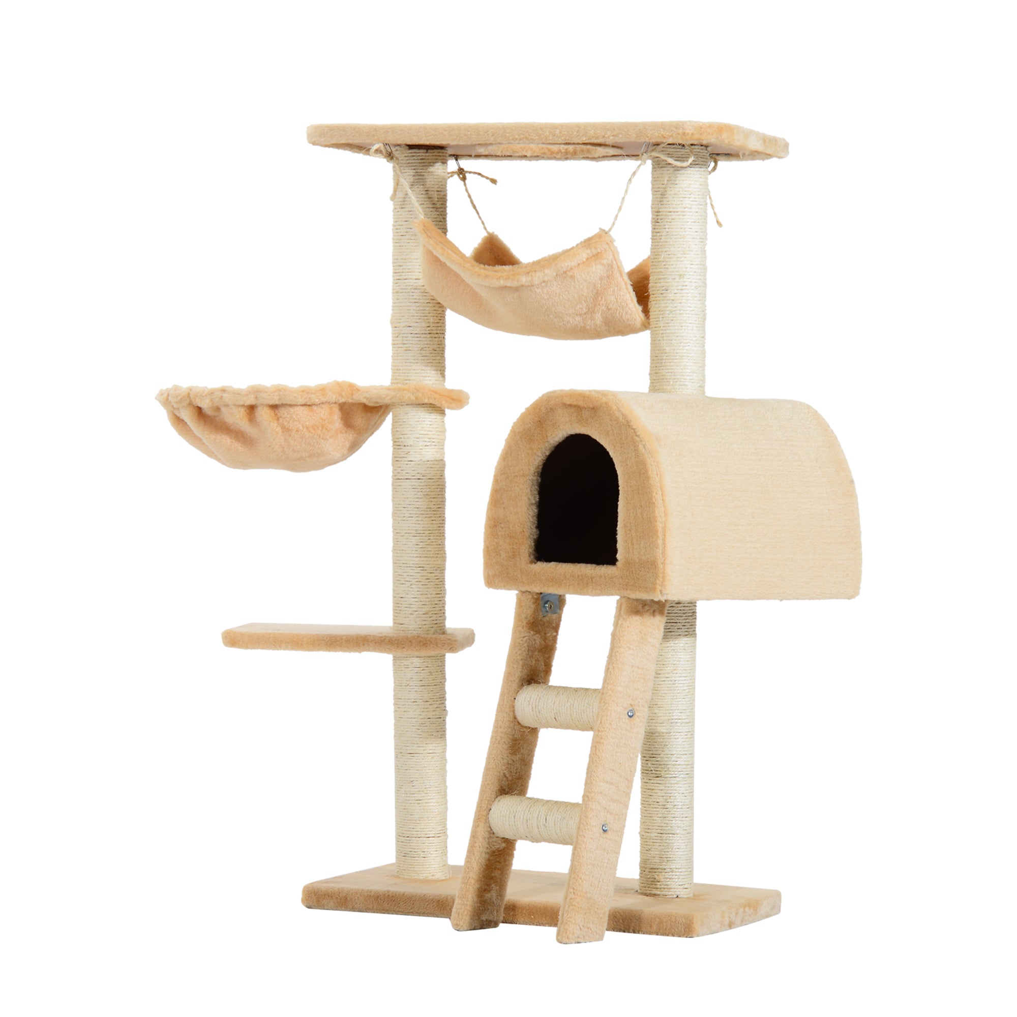 Arranhador para Gatos com Plataforma e Escada - 55x30x100cm (Bege)