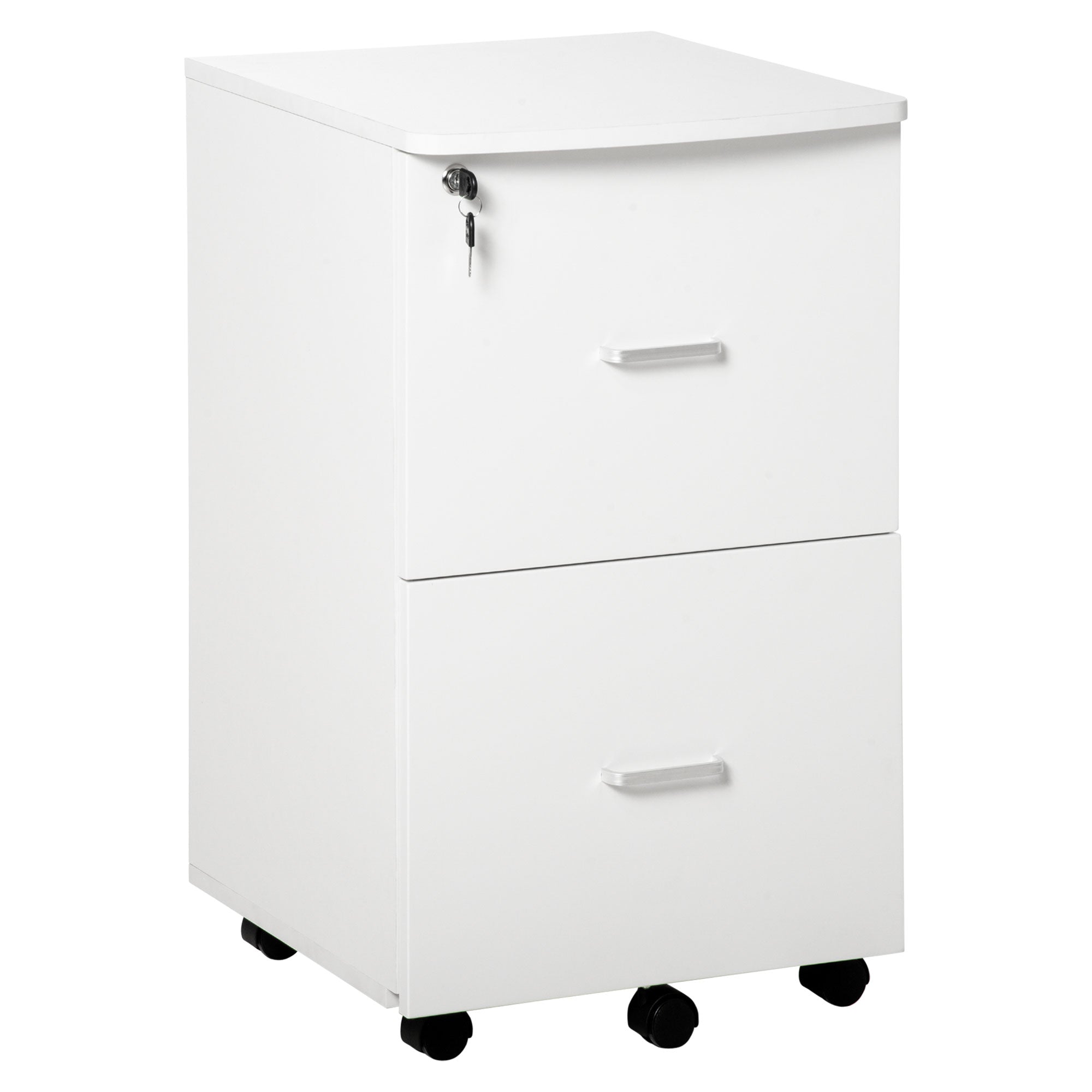 Bloco de Gavetas de Escritório Móvel Auxiliar Branco 43x45x72cm