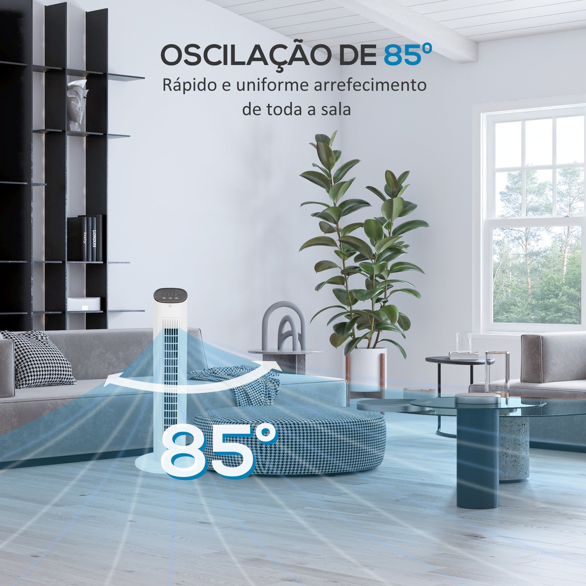 Ventoinha de Coluna Branca Ø30x78 cm - Refresque o seu Espaço com Estilo