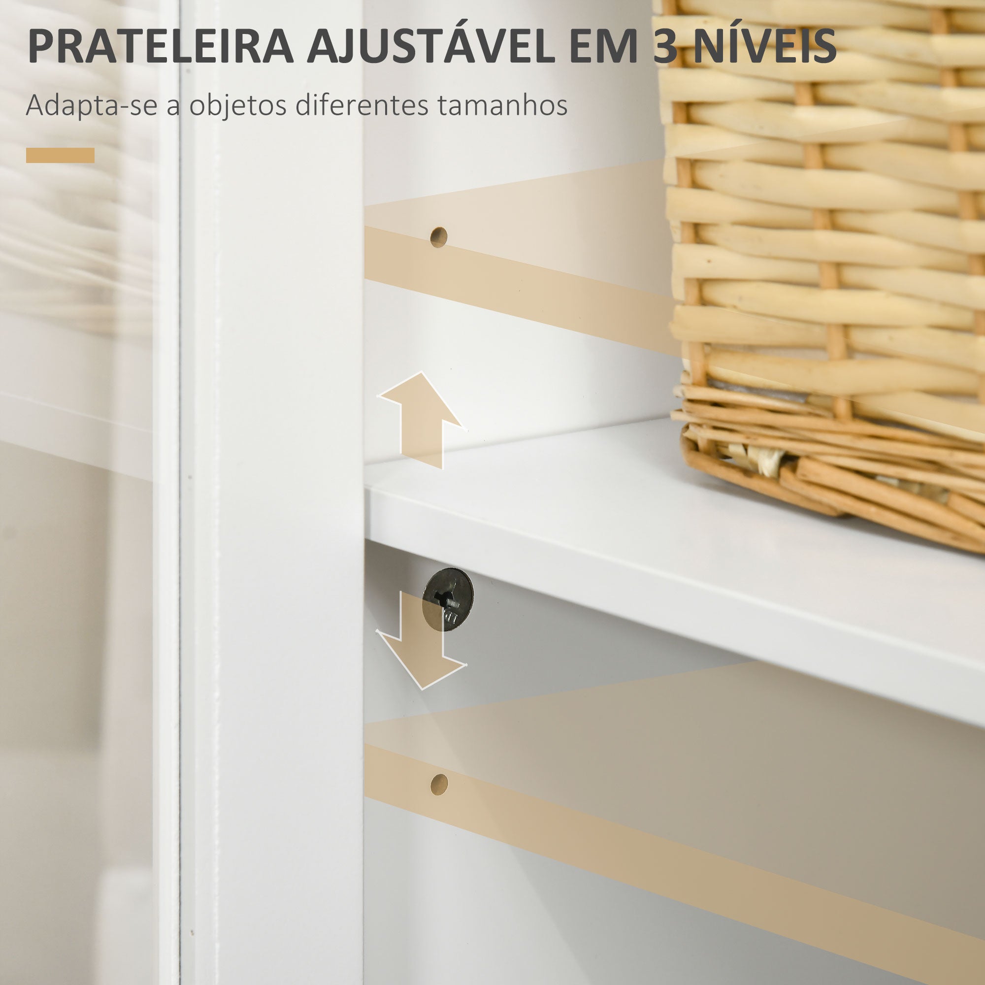 Aparador Moderno com Portas de Vidro e 3 Gavetas 120x40x70 cm Branco e Madeira