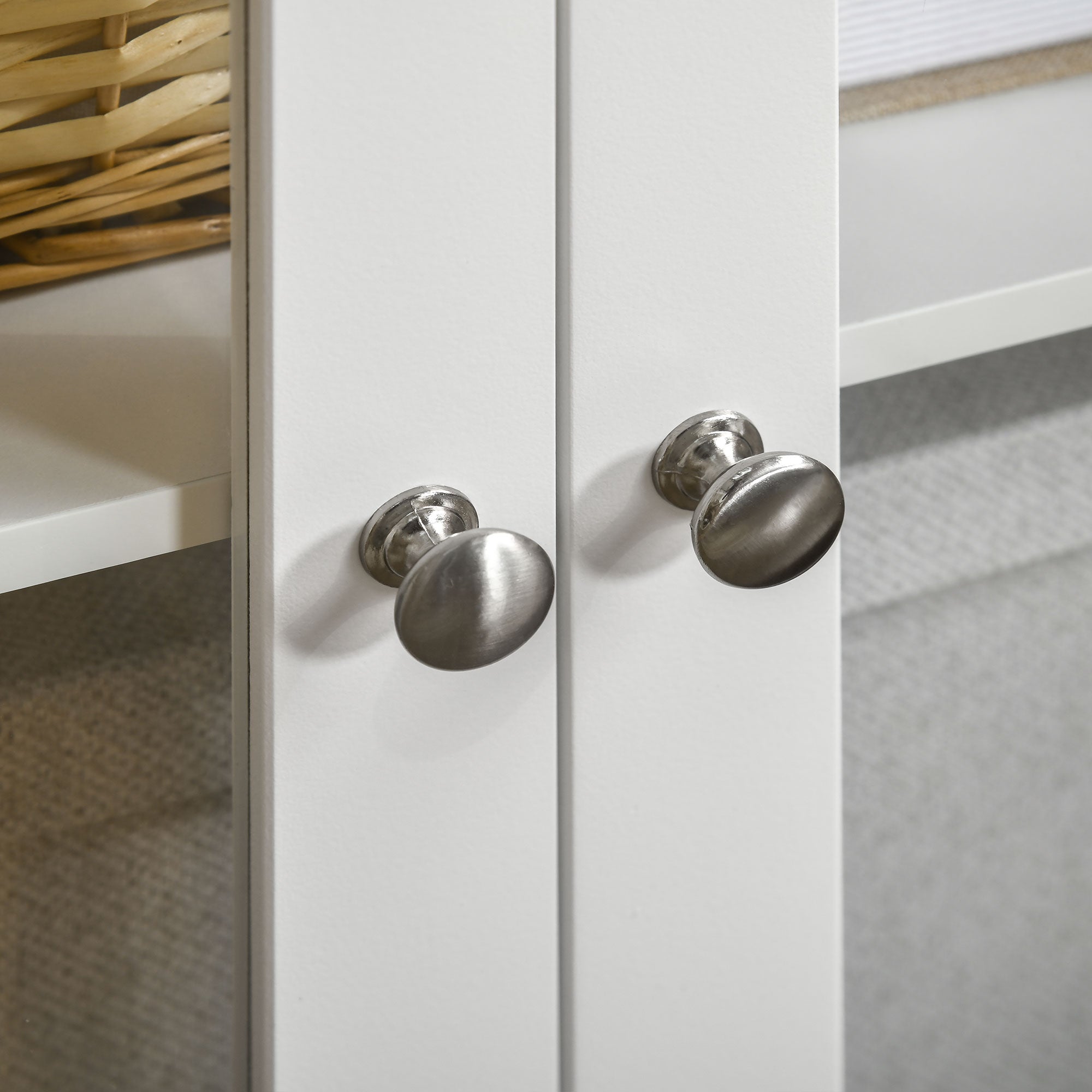 Aparador Moderno com Portas de Vidro e 3 Gavetas 120x40x70 cm Branco e Madeira