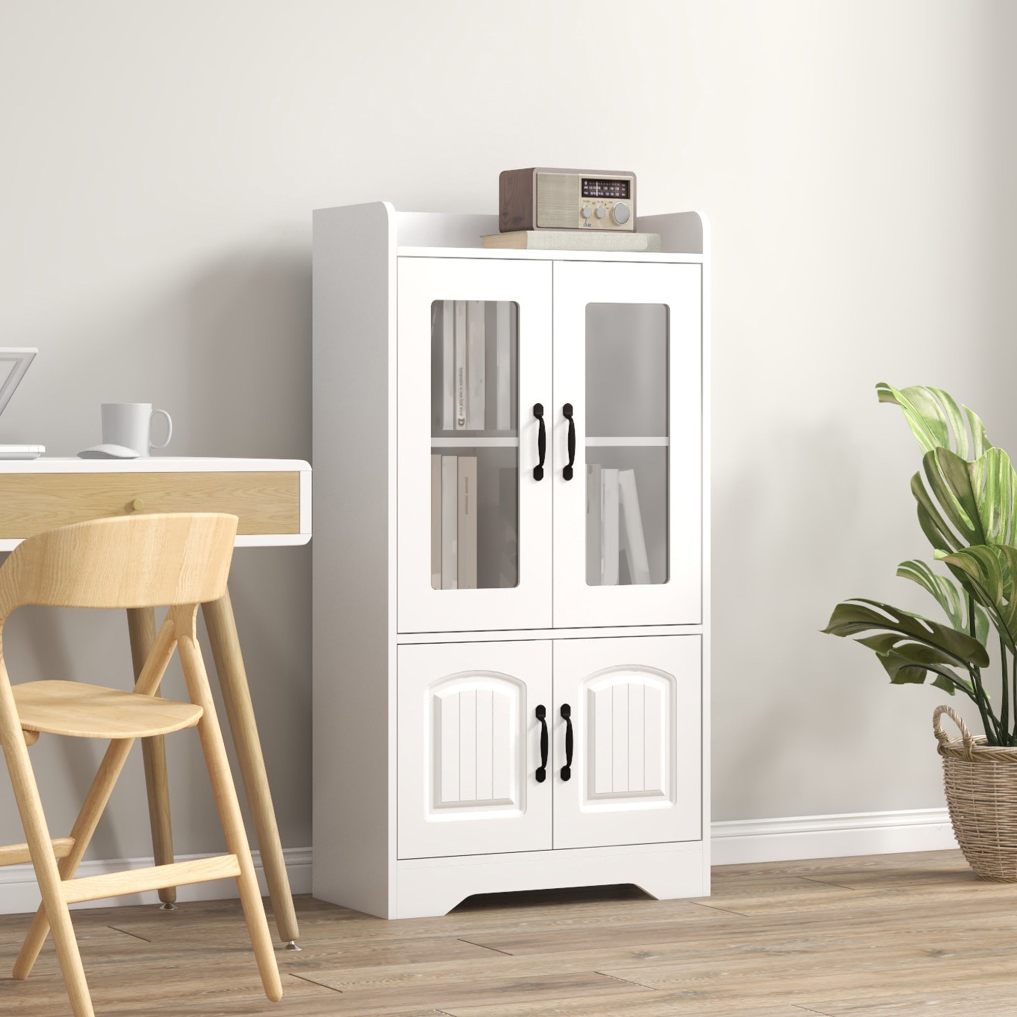 Vitrine Elegante Branca 60x30x116 cm com Portas de Vidro