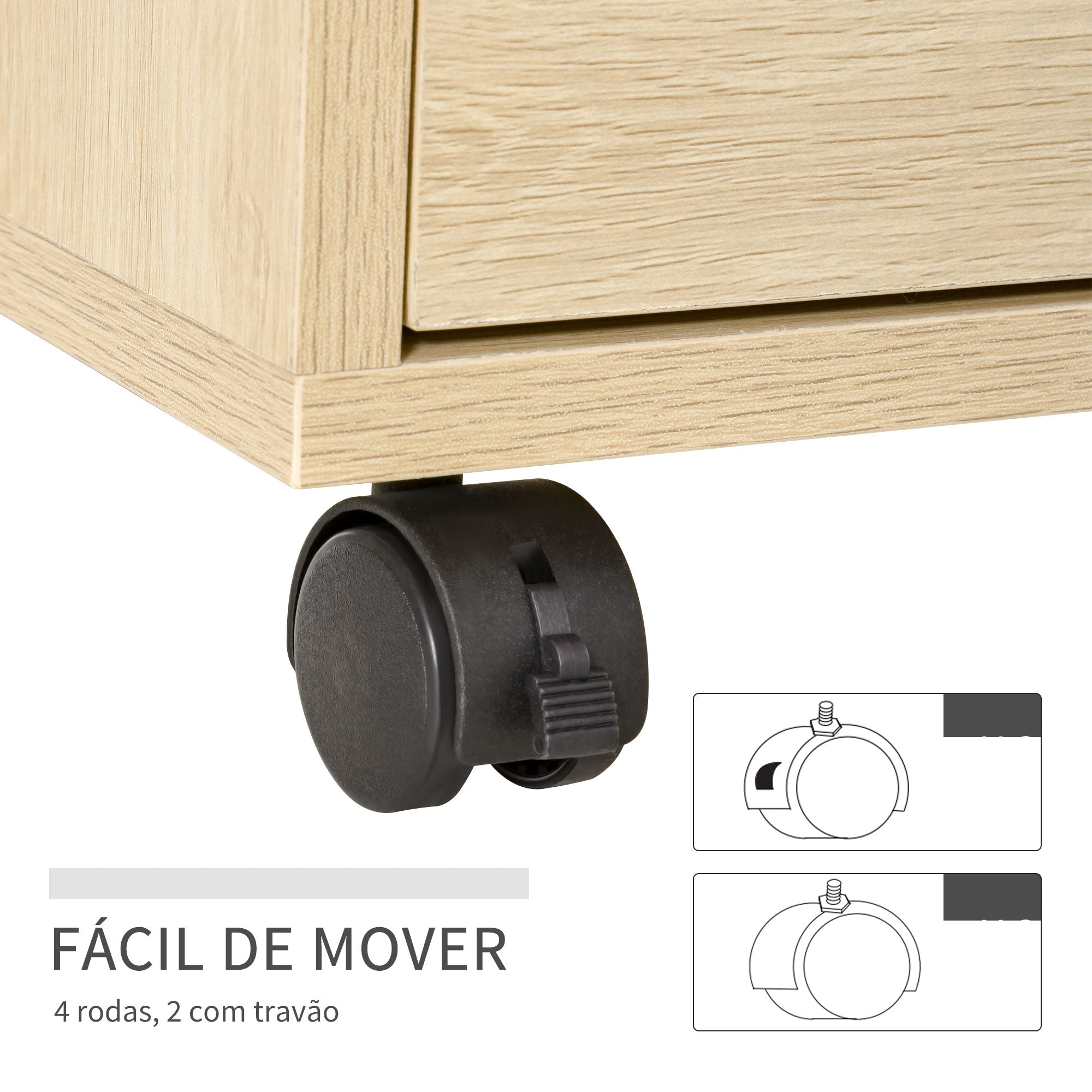 Bloco de Gavetas de Escritório 4 Gavetas Madeira 46x40x65 cm