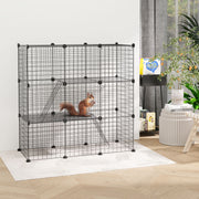 Recinto para Animais Pequenos – 105x45x105 cm – Cor Preto – Metal e Resina PP