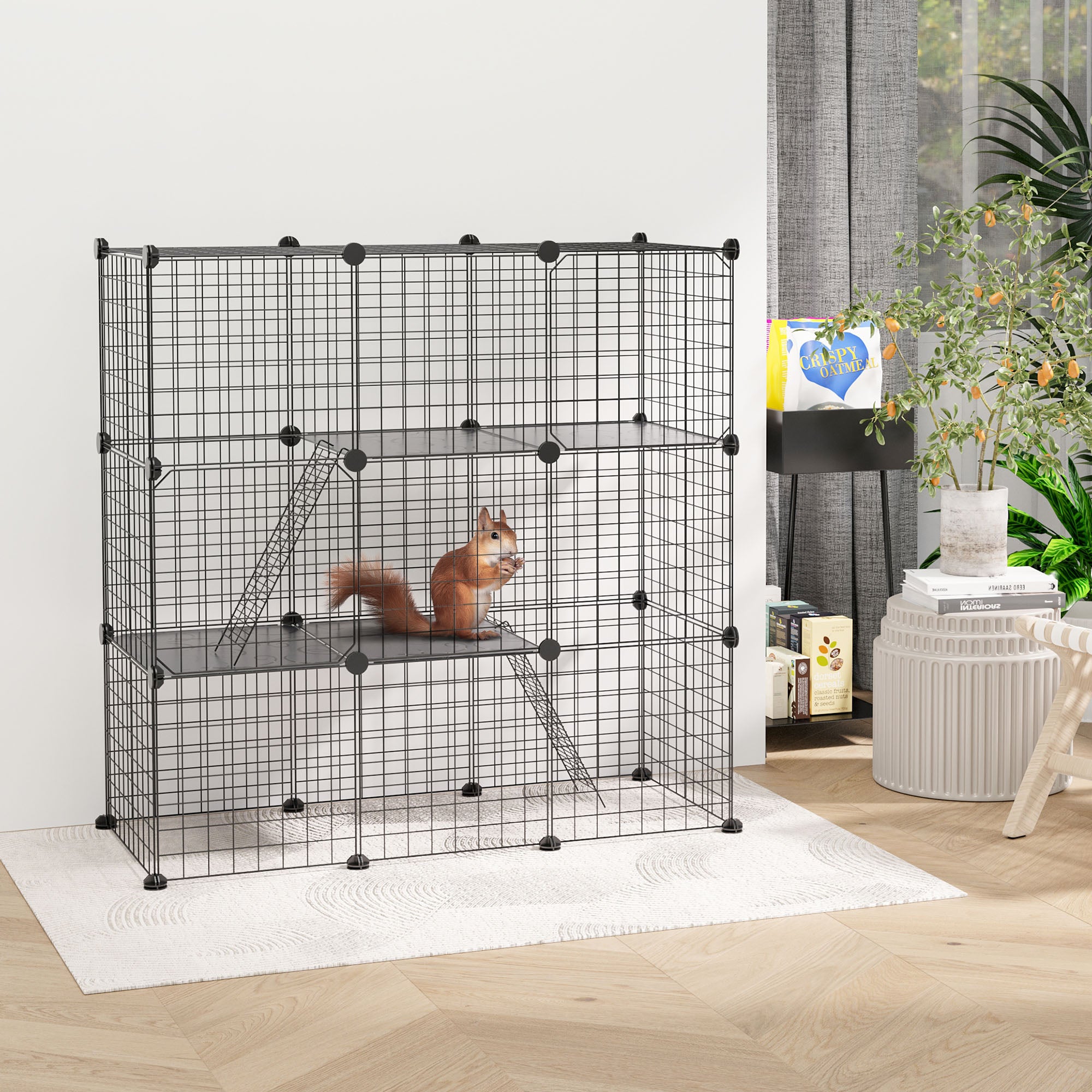 Recinto para Animais Pequenos 105x45x105 cm - Cor Preto