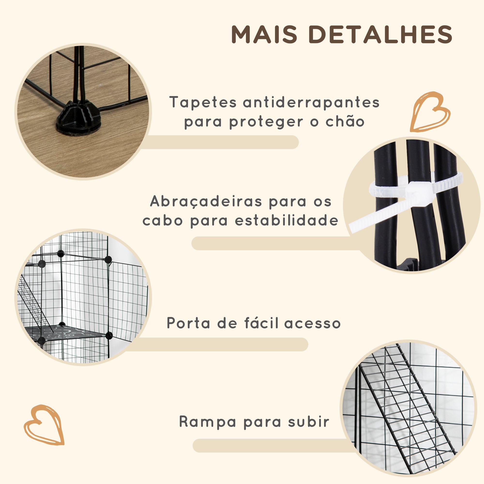 Recinto para Animais Pequenos 105x45x105 cm - Cor Preto