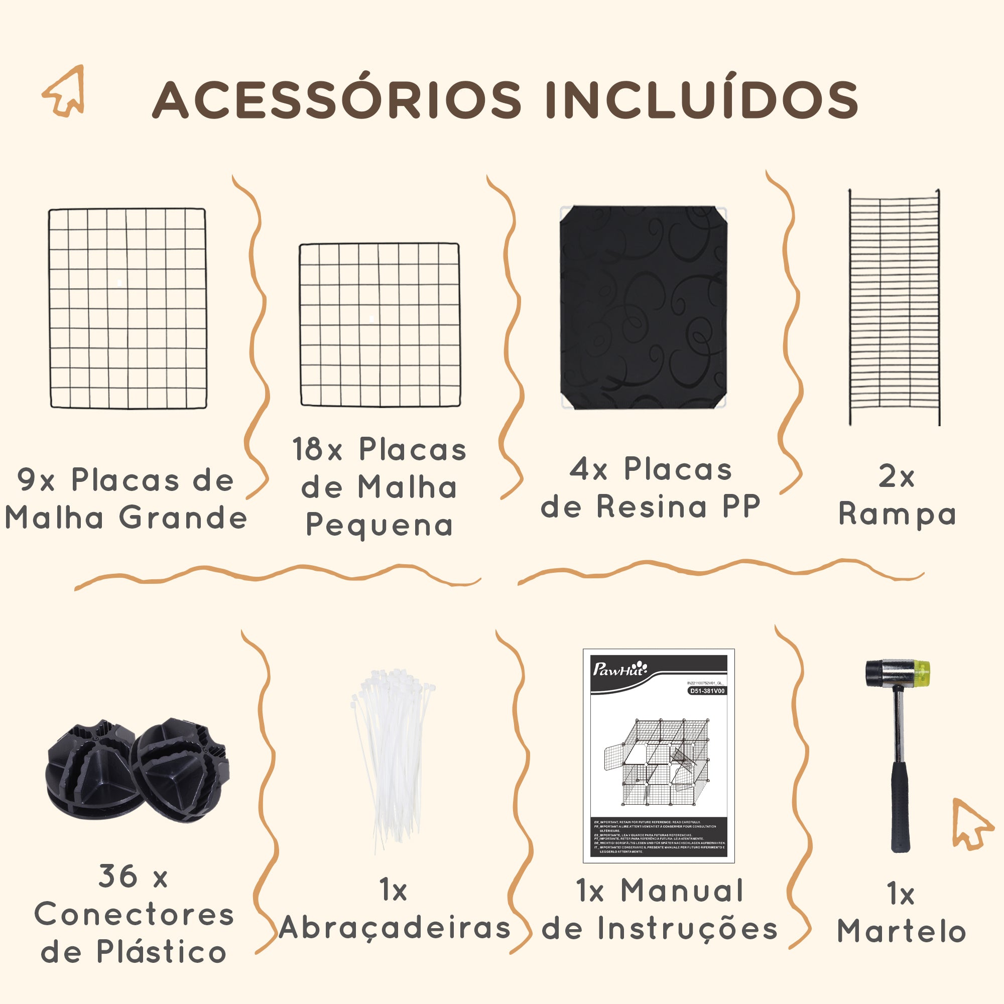 Recinto para Animais Pequenos 105x45x105 cm - Cor Preto