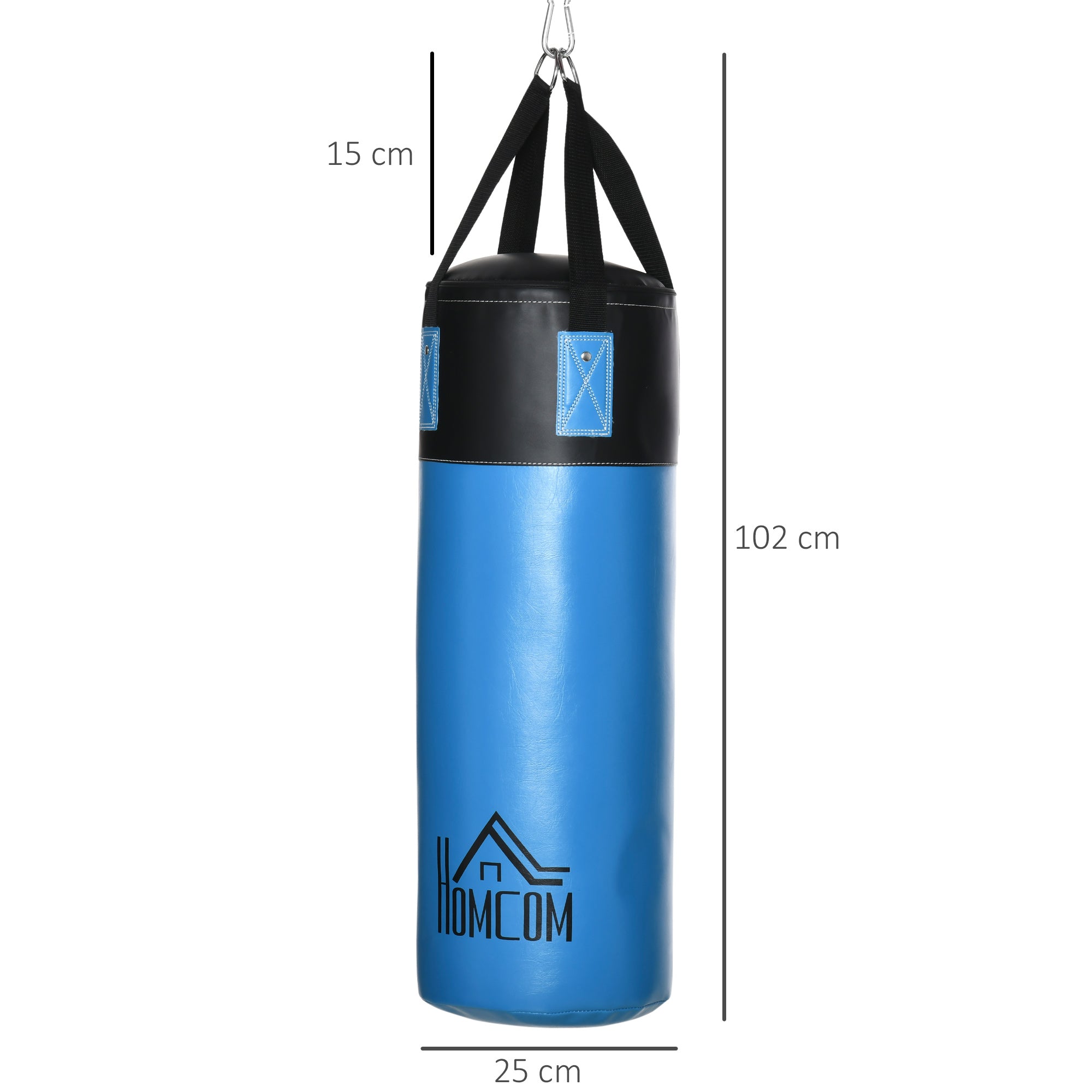 Saco de Boxe Profissional – Ø25 x 102 cm – Azul – Couro PU