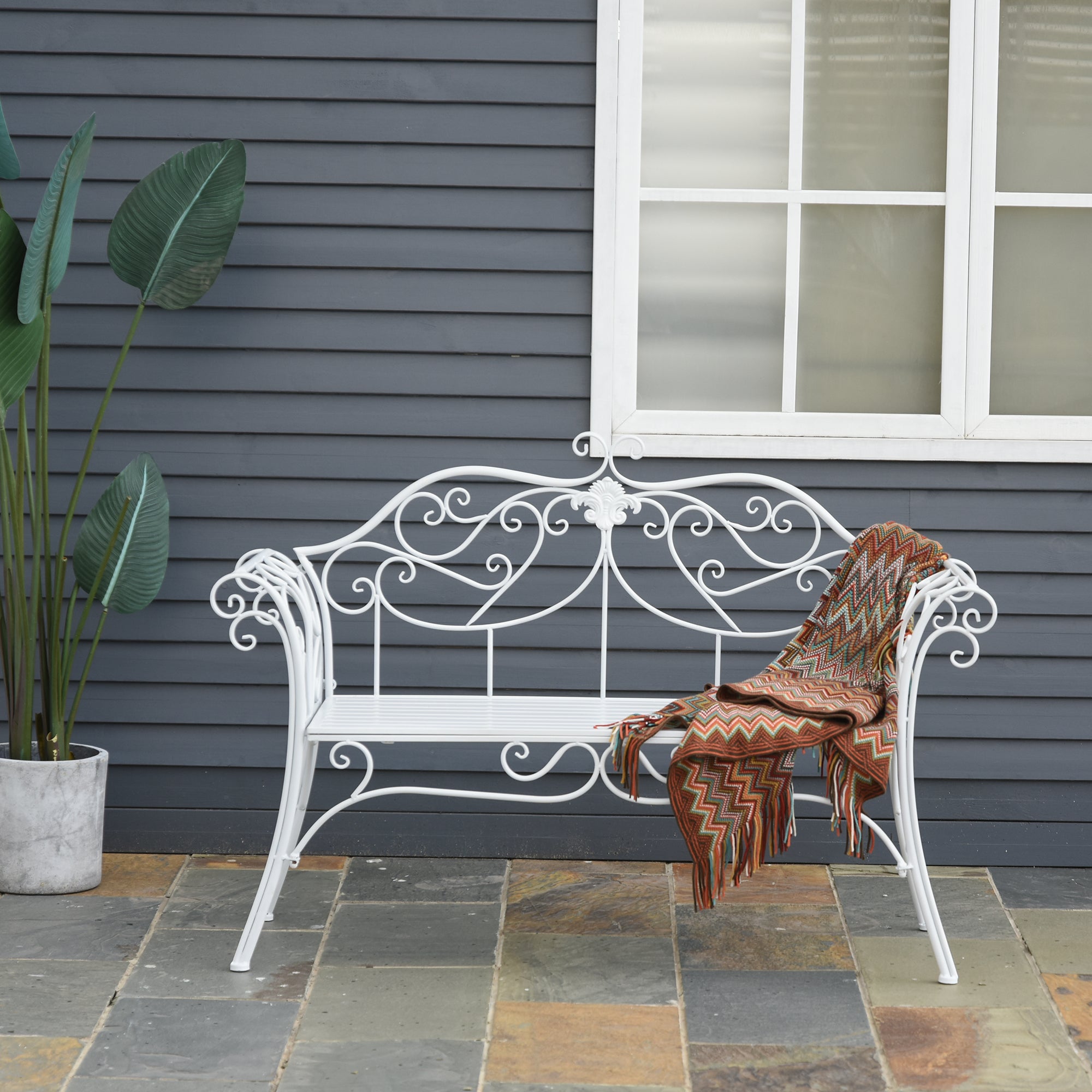Banco de Jardim 2 Lugares 131x51x90 cm - Cor Branco