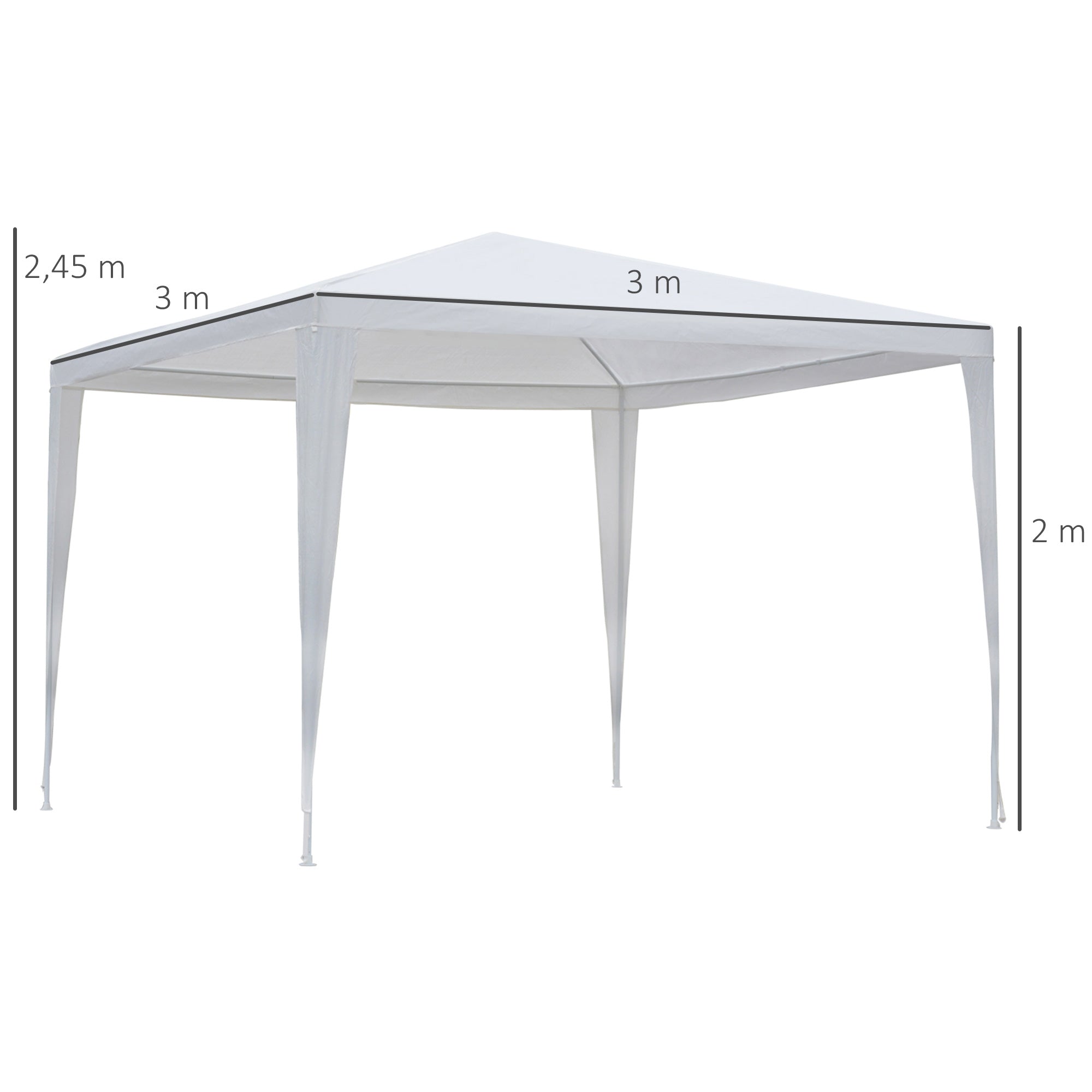 Tenda de Jardim Impermeável 300x300x245 cm em Branco