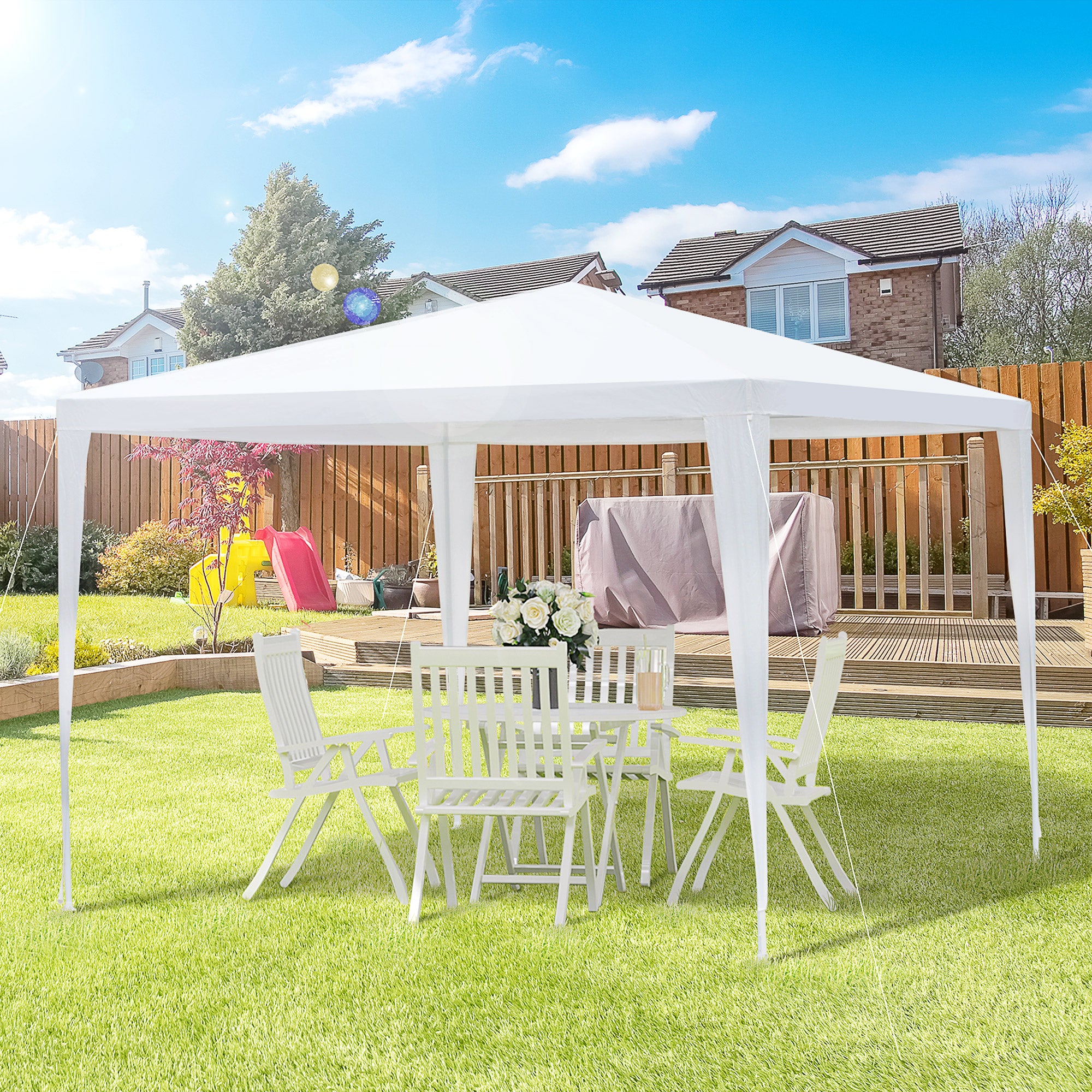 Tenda de Jardim Impermeável 300x300x245 cm em Branco