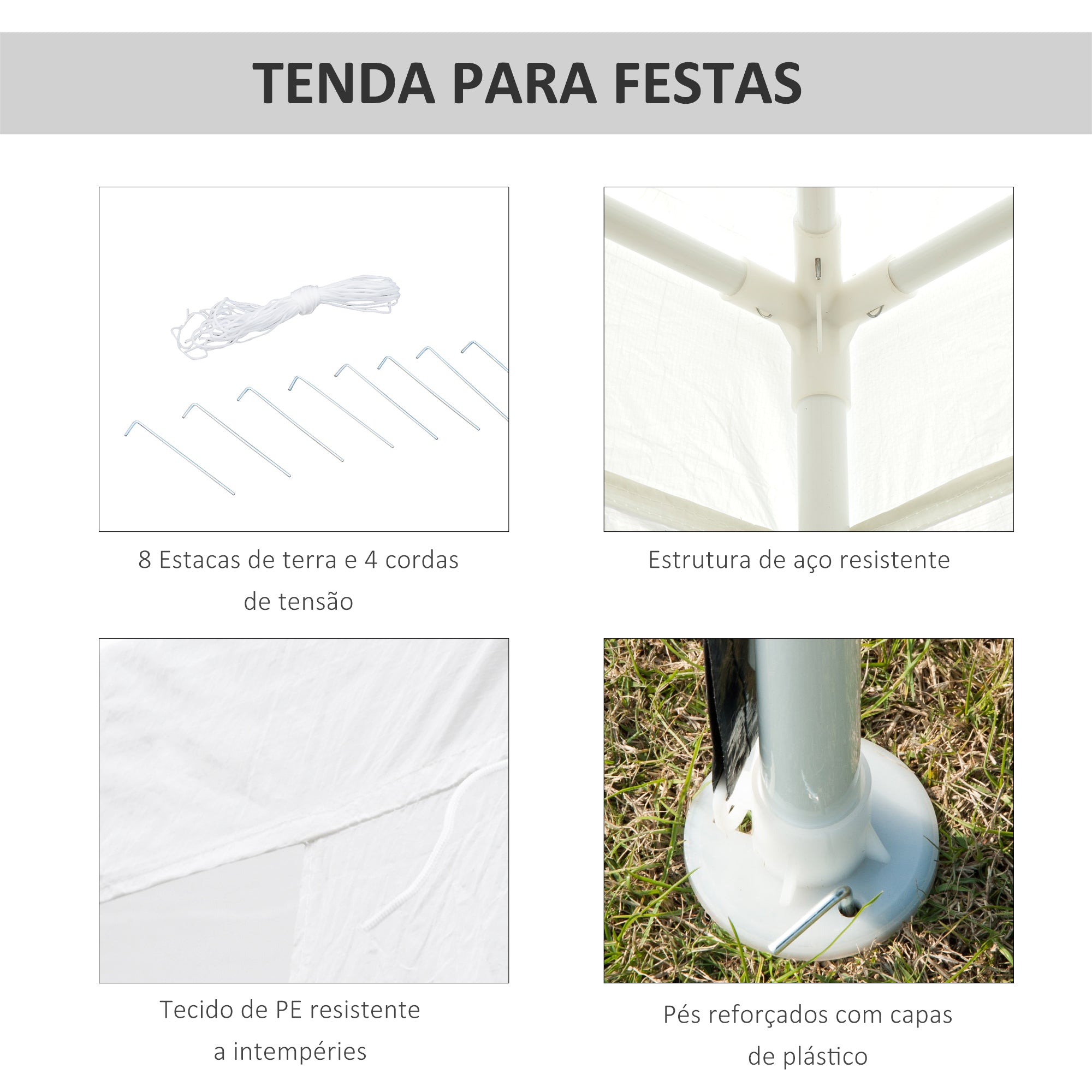 Tenda de Jardim Impermeável 300x300x245 cm em Branco