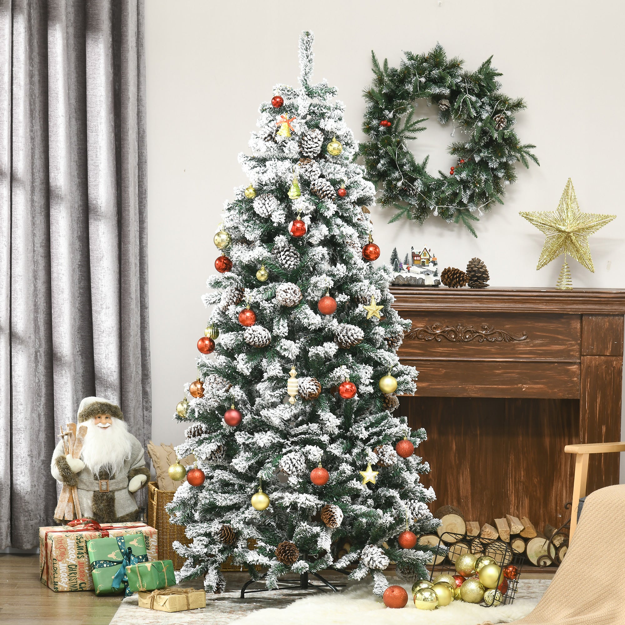 Árvore de Natal Artificial 180 cm Nevada Verde e Branco