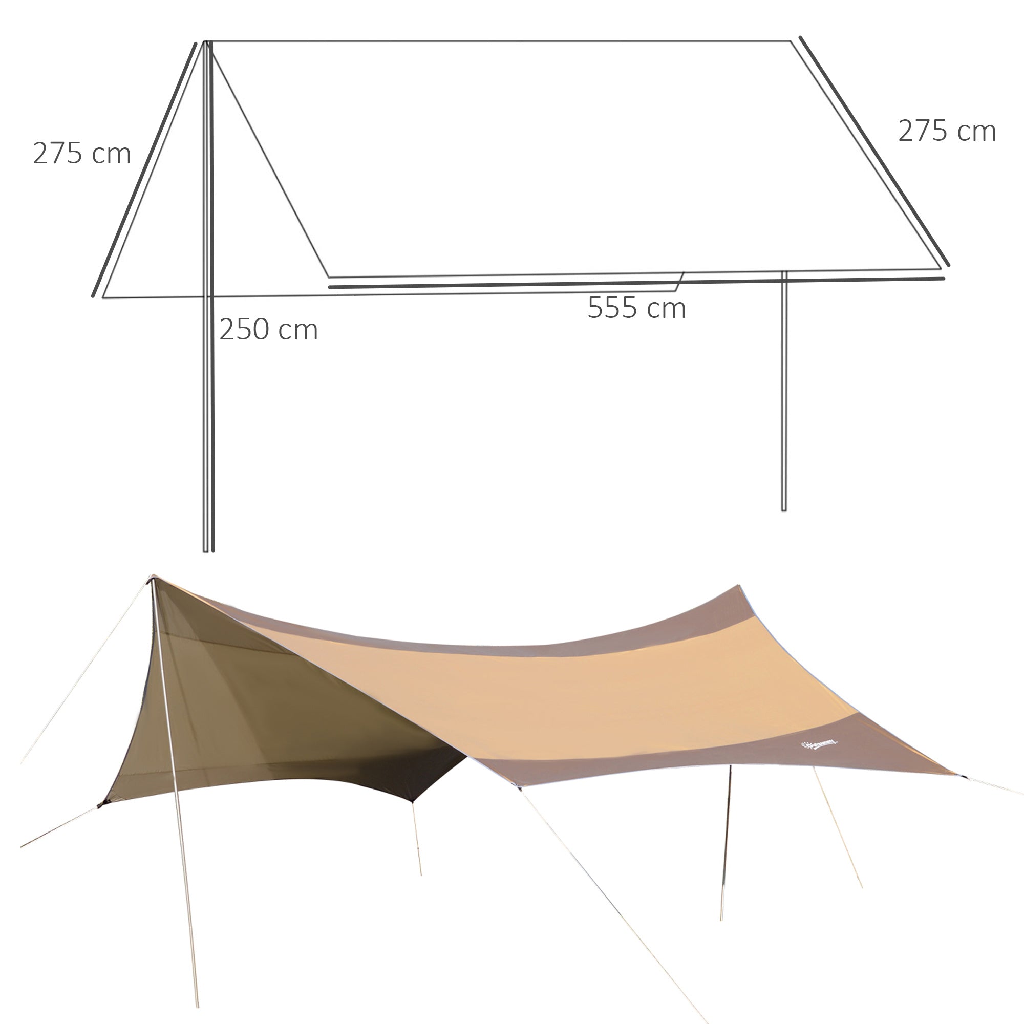 Abrigo de Campismo Portátil 555x550 cm Marrom e Bege