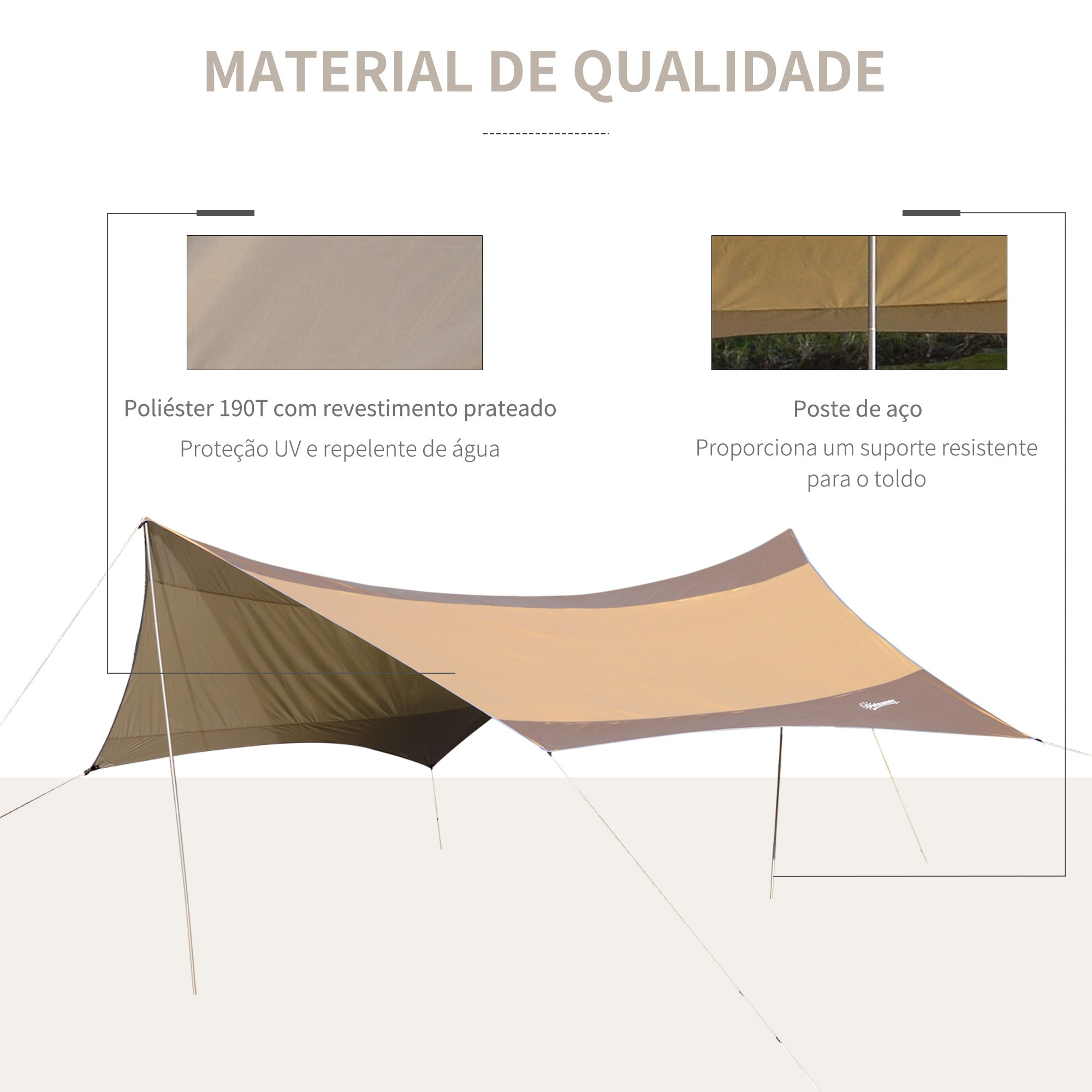 Abrigo de Campismo Portátil 555x550 cm Marrom e Bege