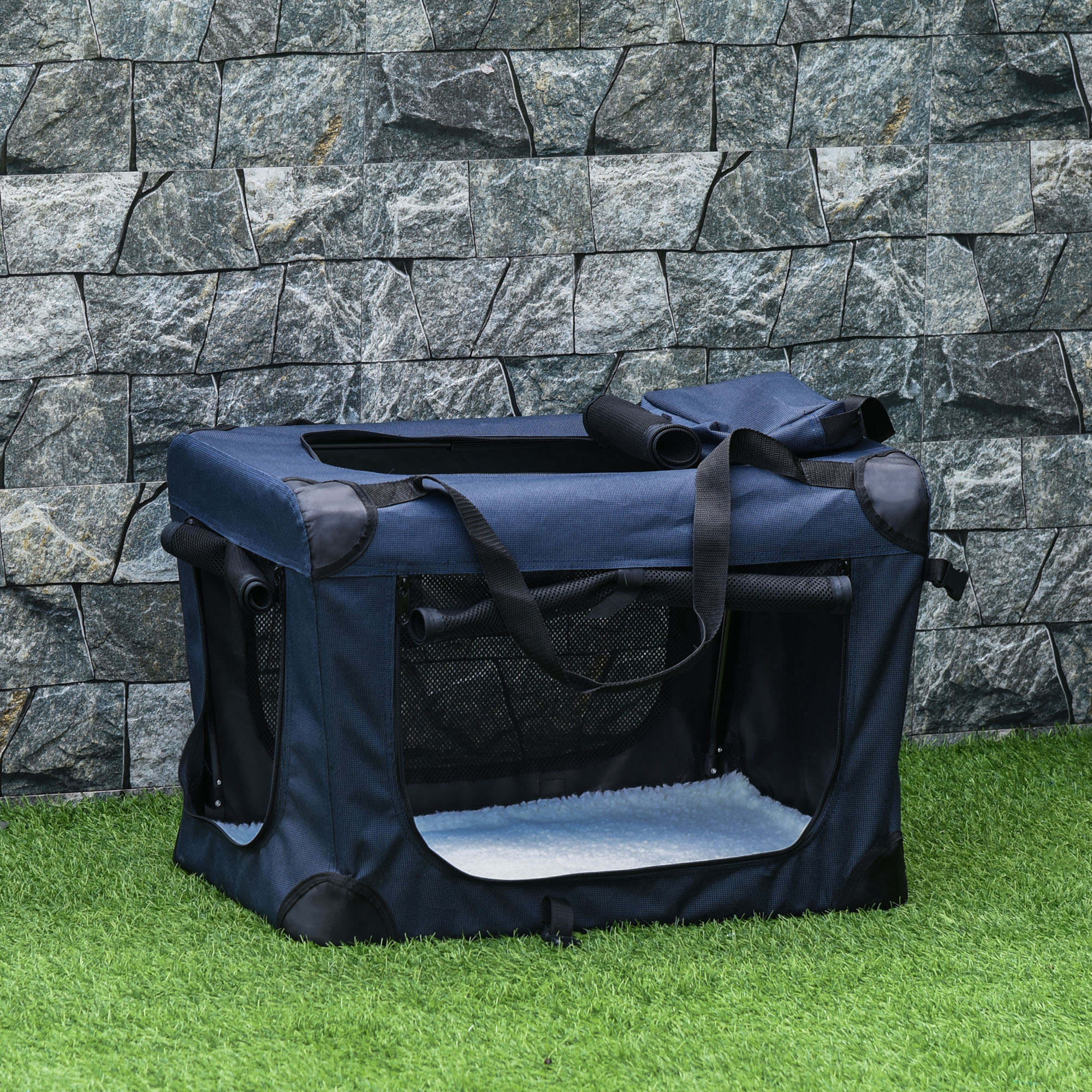 Transportadora Portátil para Animais de Estimação - 60x41.5x41cm - Azul Marrinho