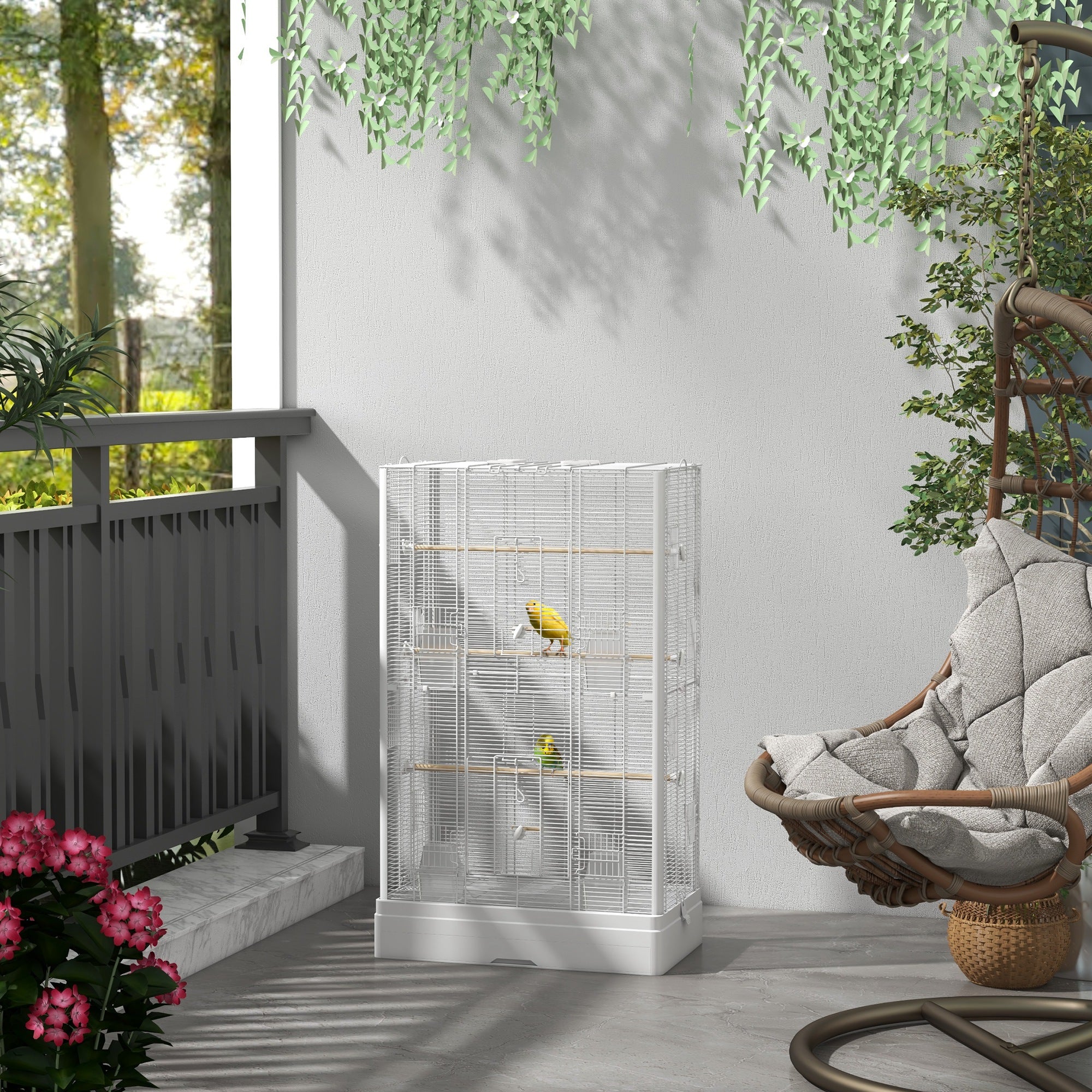 Gaiola para Aves 61x36,5x98 cm Branco