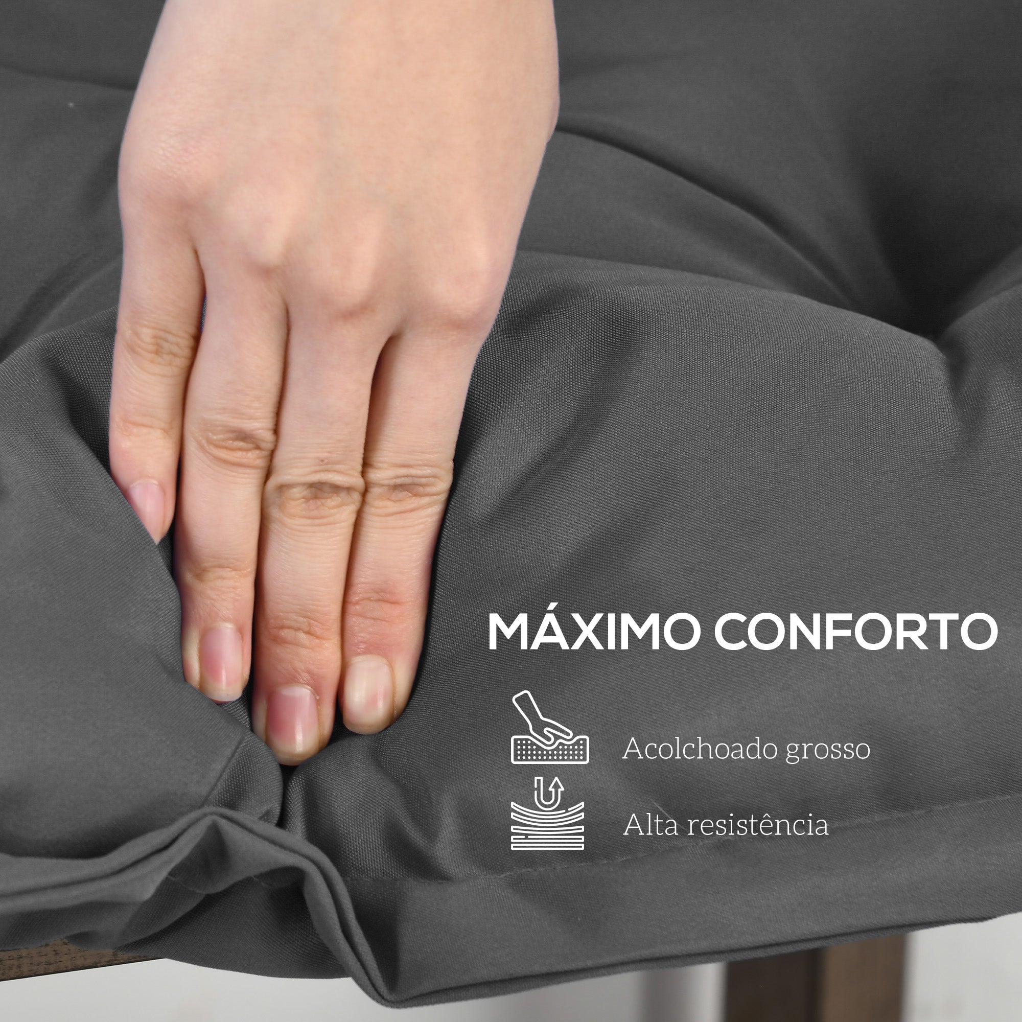 Almofada Acolchoada 100x40x10 cm Cinza Escuro