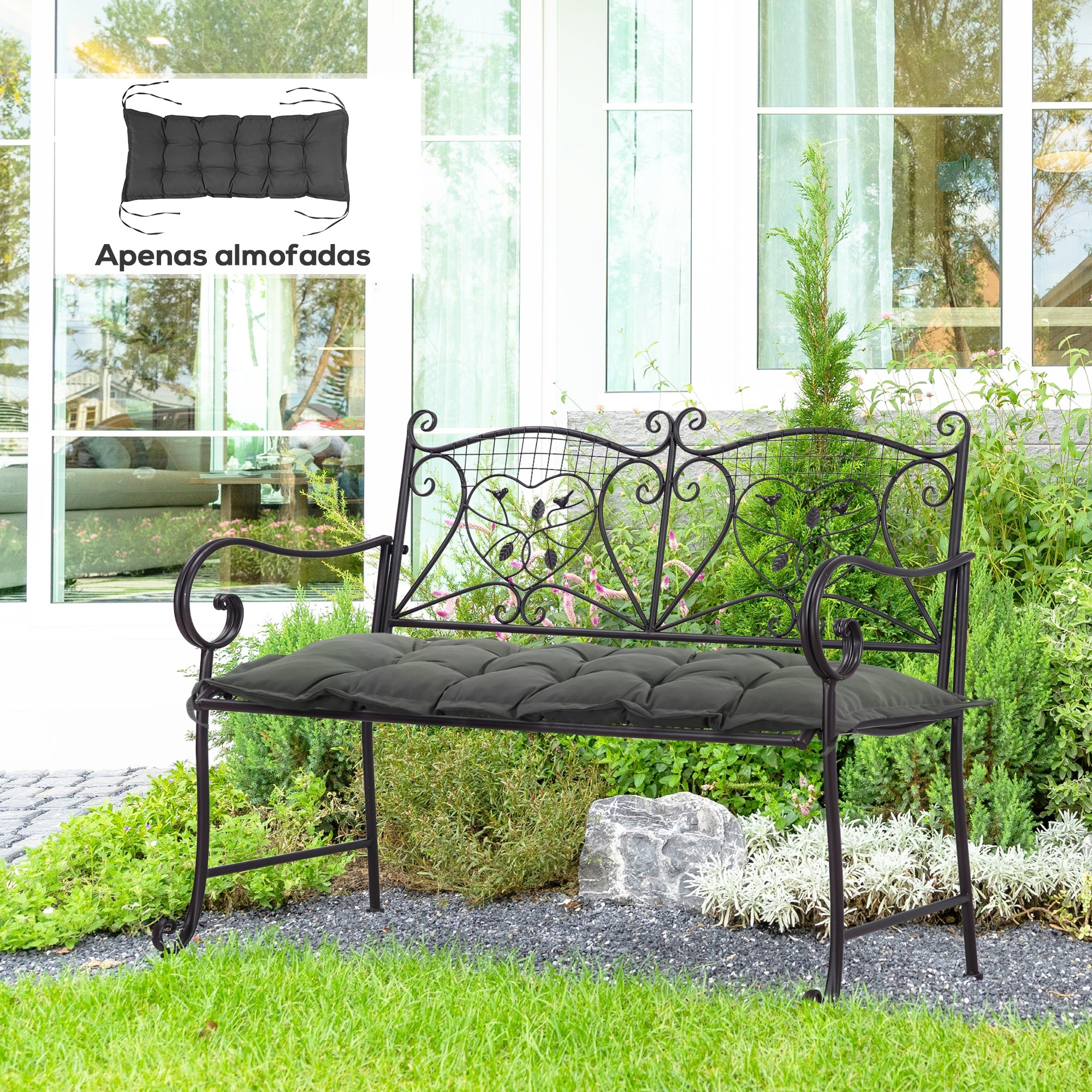 Almofada Acolchoada 100x40x10 cm Cinza Escuro