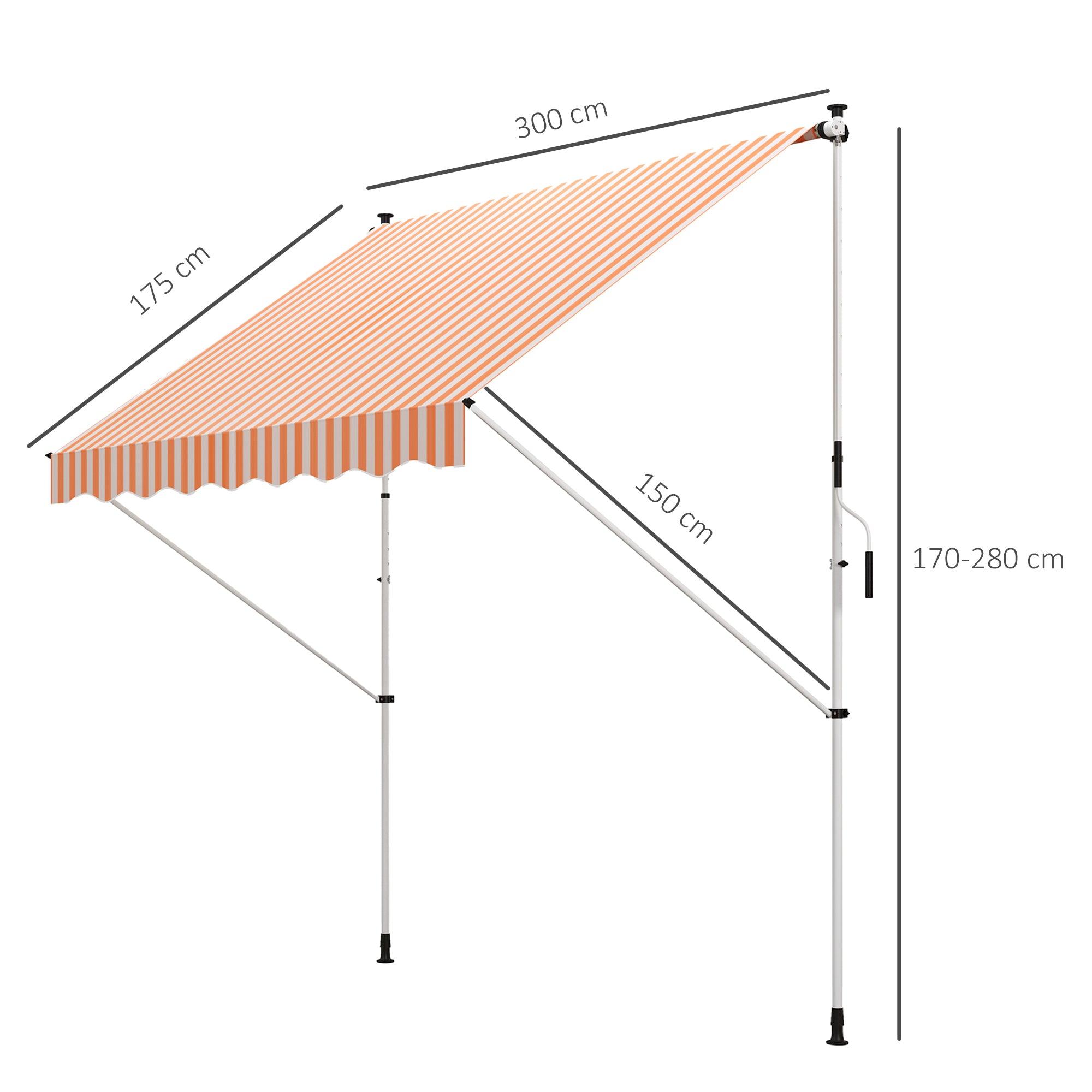 Toldo Manual Retrátil para Exterior 300x150x280cm Amarelo e Branco