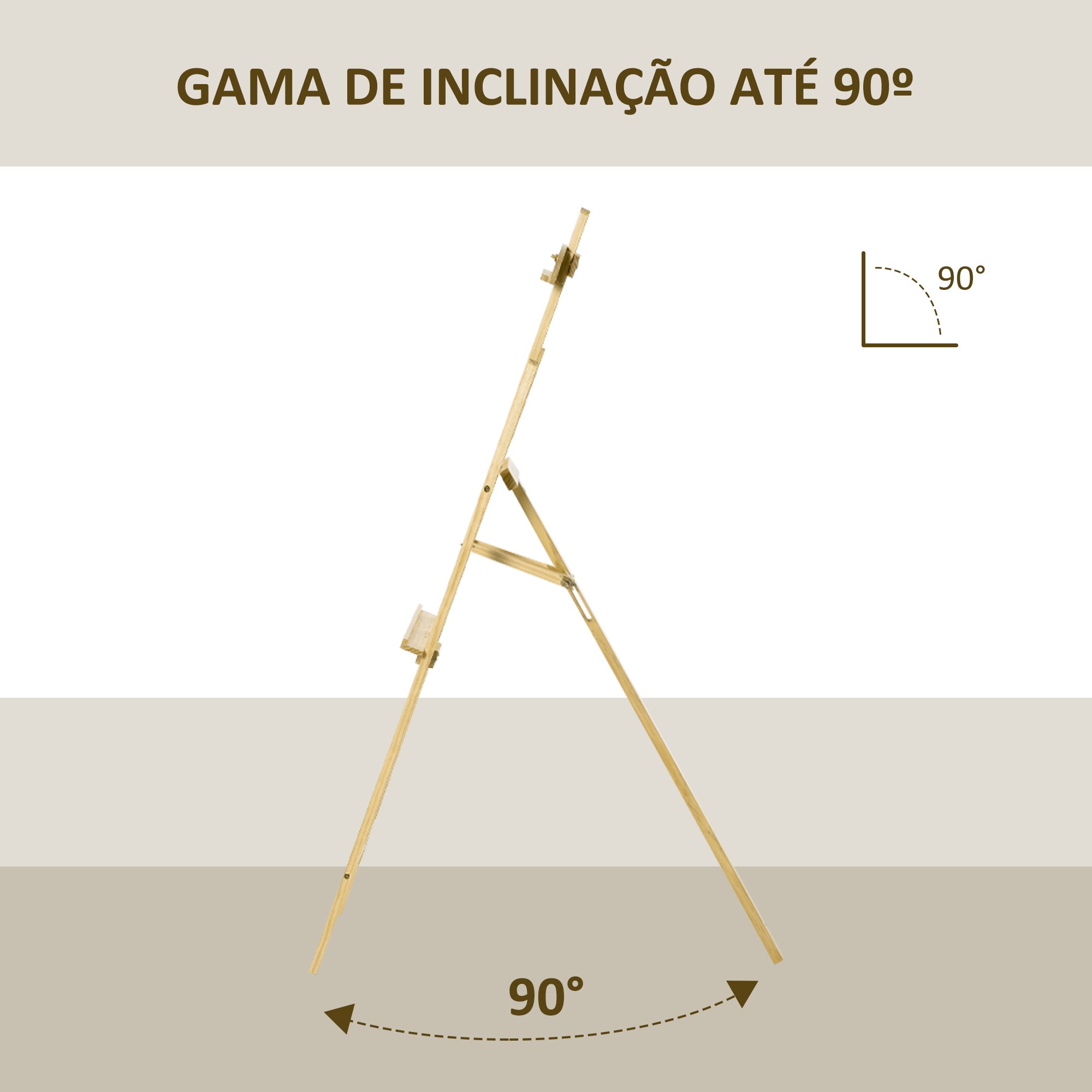 Cavalete de Pintura – 51.5x71.5x134.5 cm – Cor de Madeira Natural – Madeira