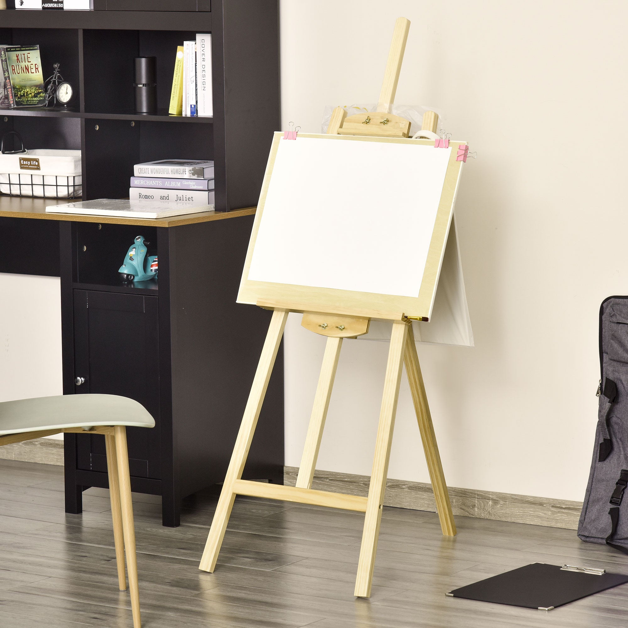 Cavalete de Pintura – 51.5x71.5x134.5 cm – Cor de Madeira Natural – Madeira