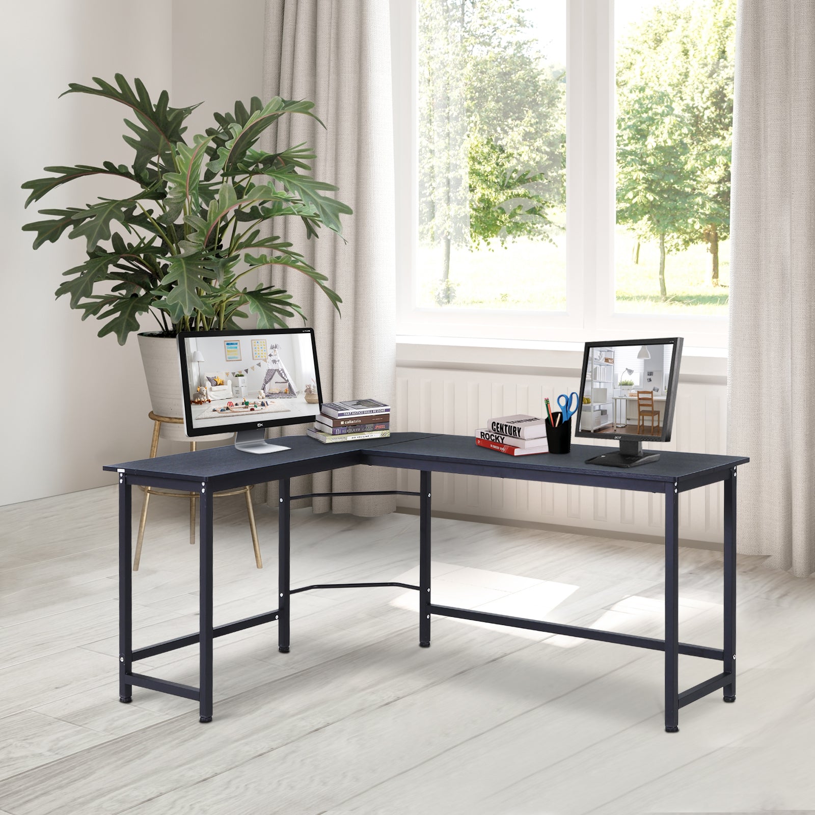 Secretária de Canto em Forma de L 168x120x75cm - Preto