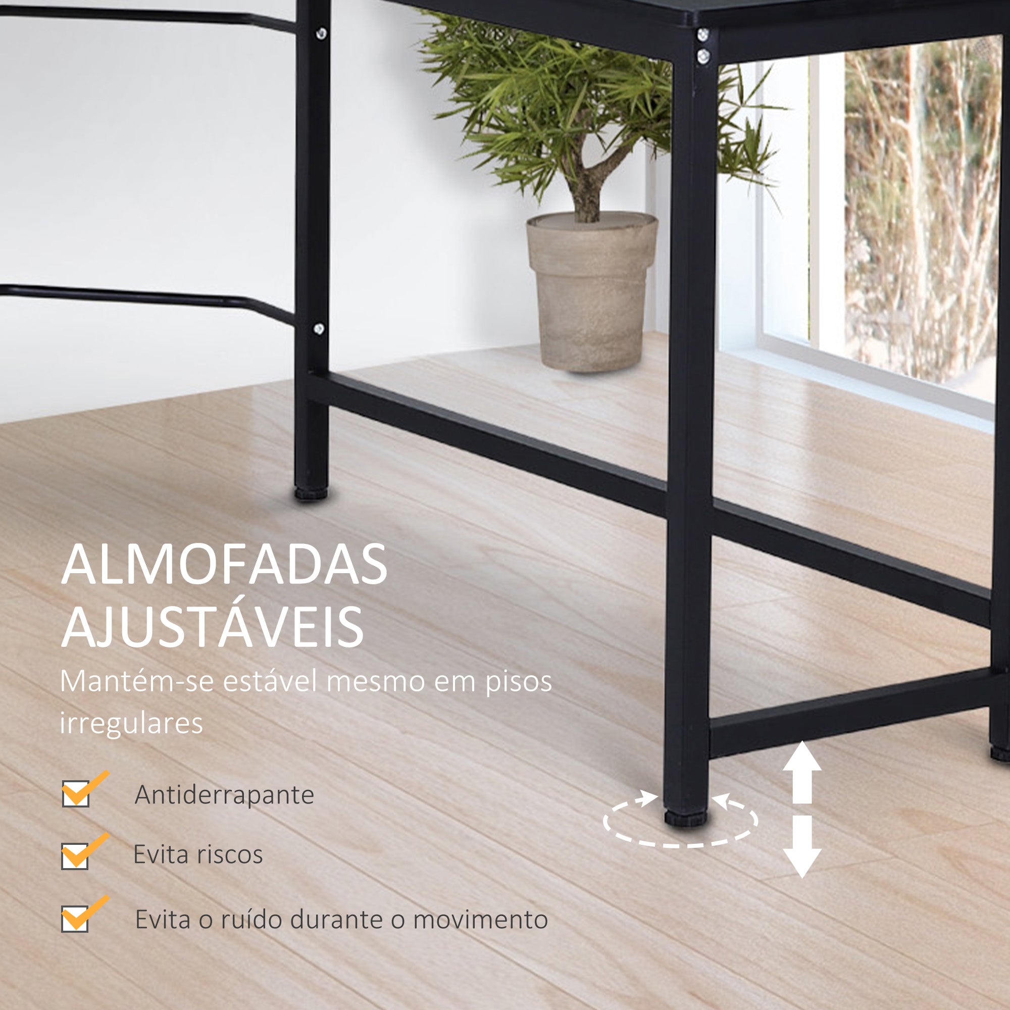 Secretária de Canto em Forma de L 168x120x75cm - Preto