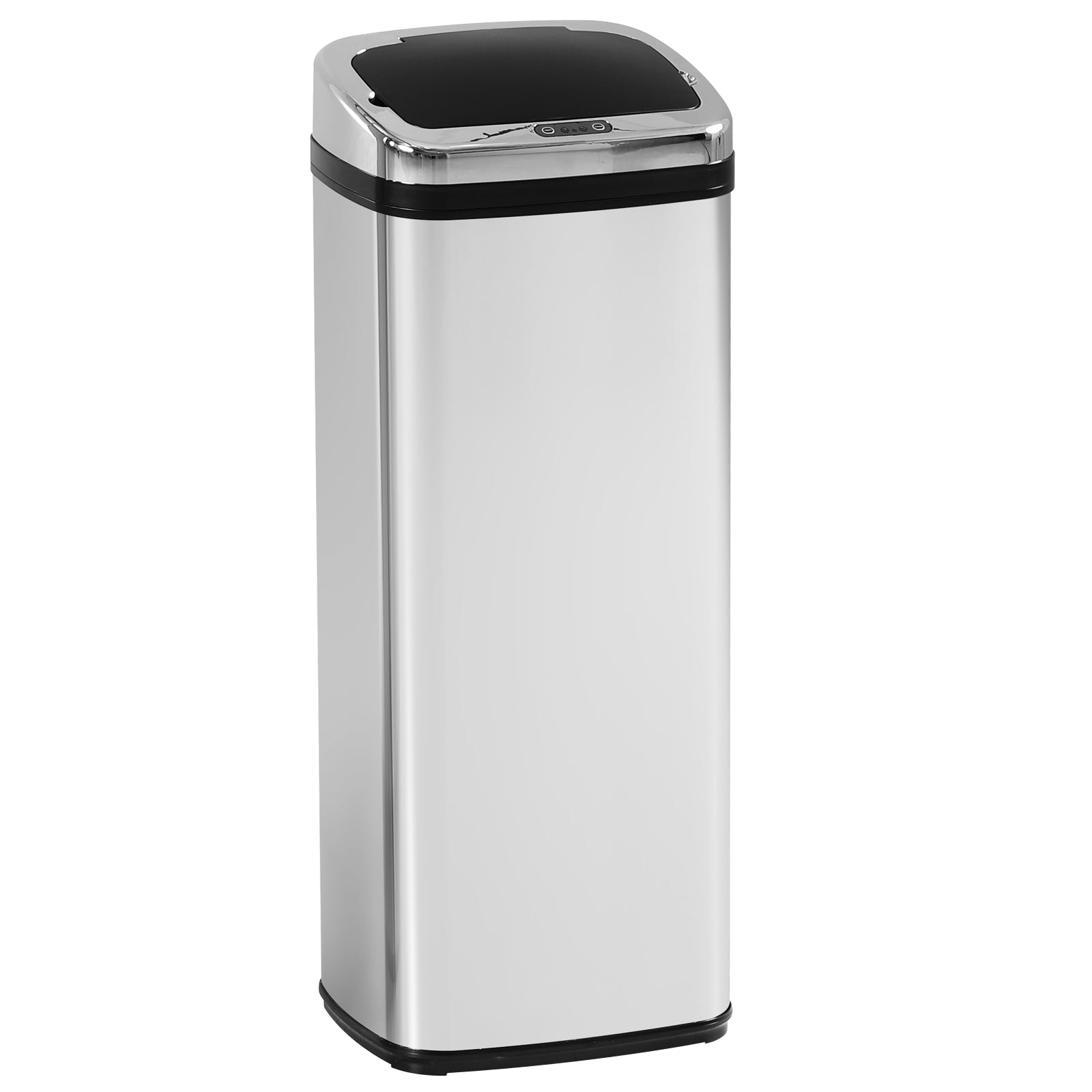 Balde de Lixo Automático de Aço Inoxidável 50L - 33x25x84 cm - Preto e Prata