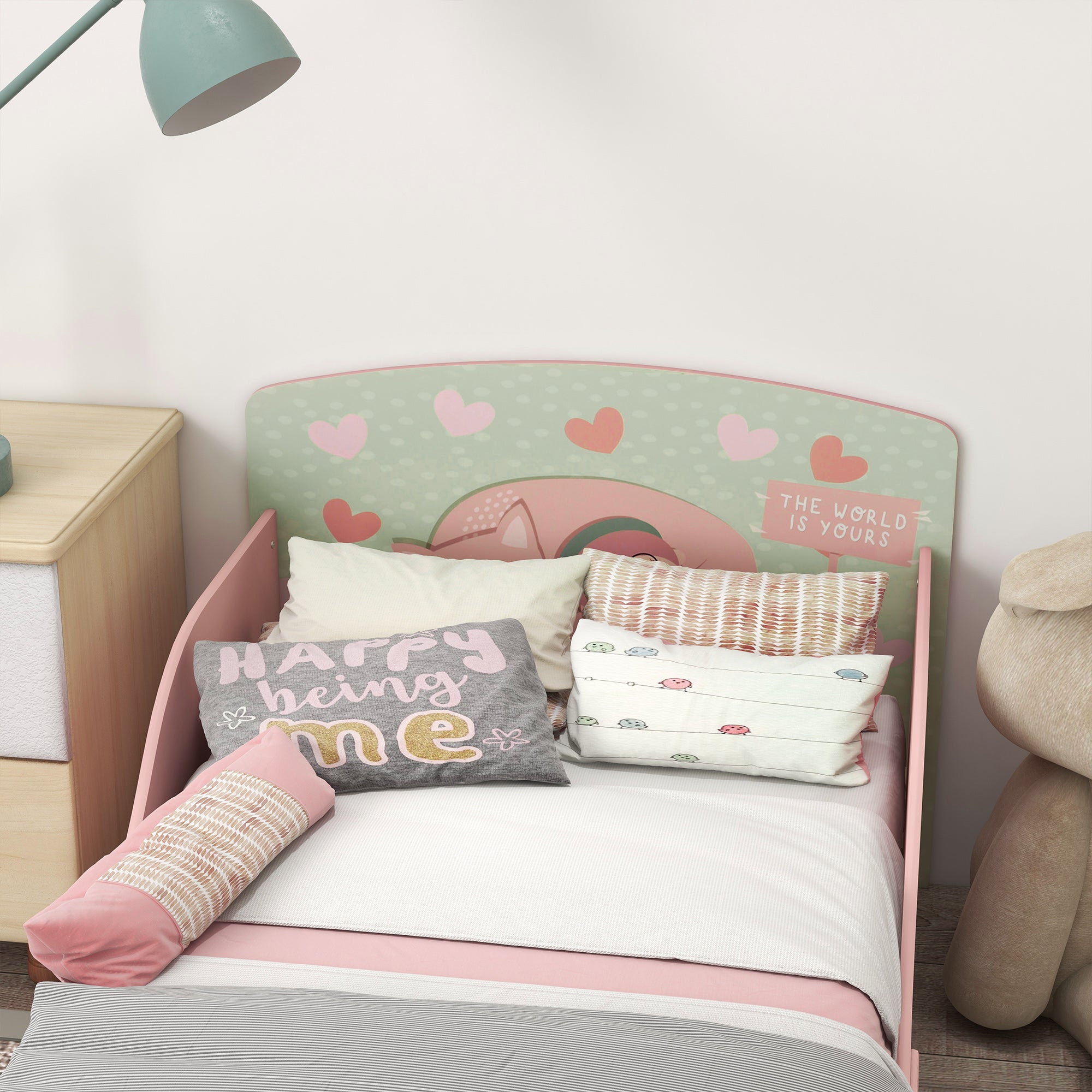 Cama para Crianças de Madeira 143x77x60 cm - Cor Rosa