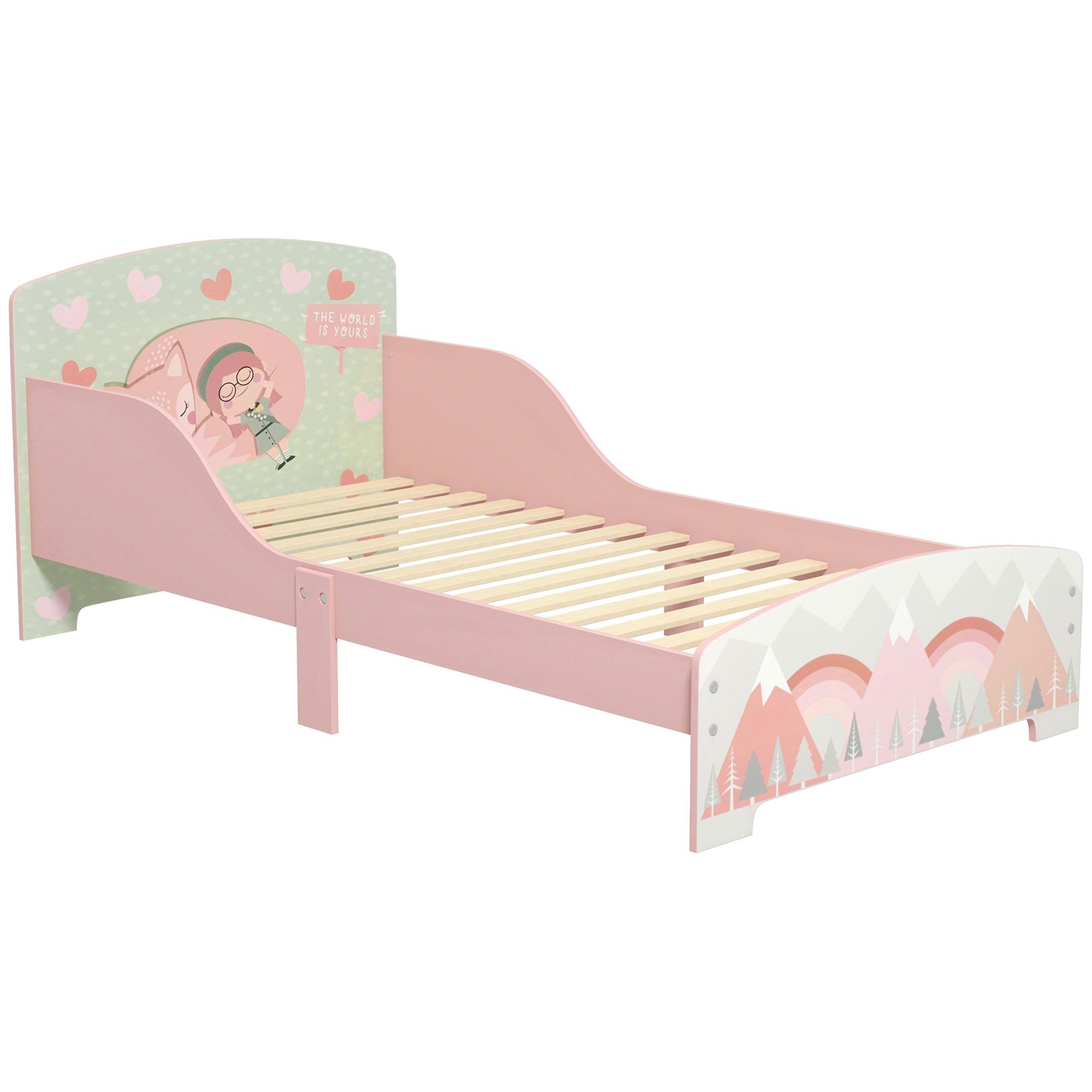 Cama para Crianças de Madeira 143x77x60 cm - Cor Rosa