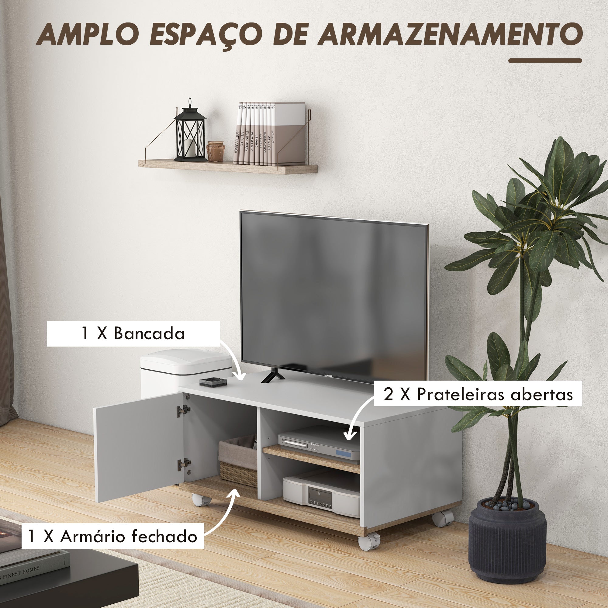 Móvel de TV Moderno 80x45x39,5 cm - Cor Natural