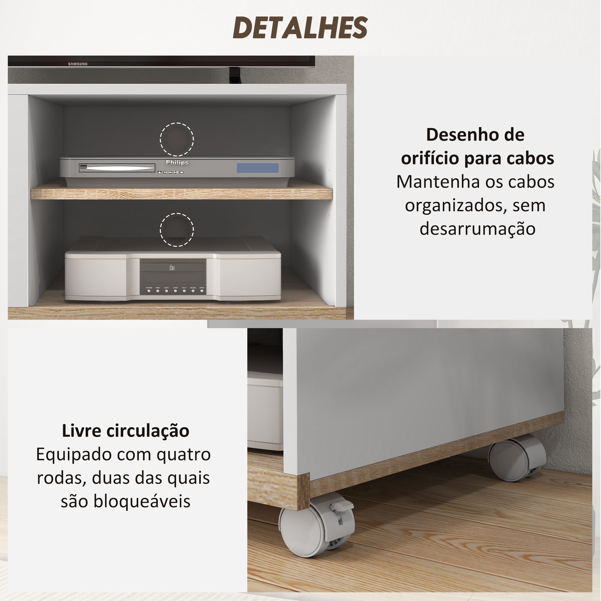 Móvel de TV Moderno 80x45x39,5 cm - Cor Natural