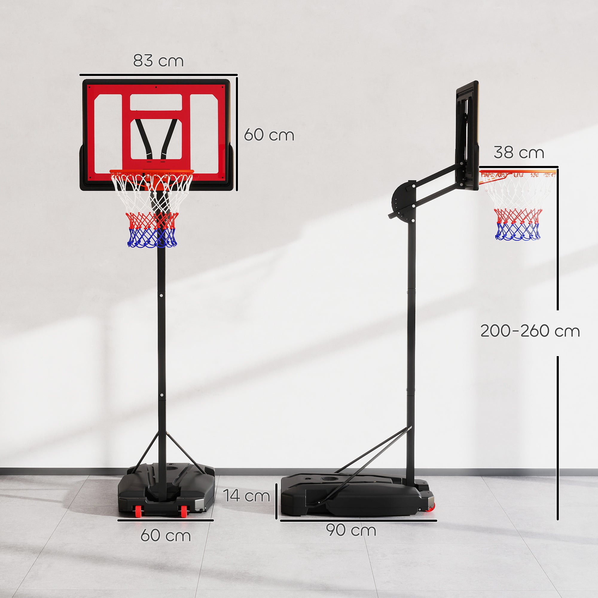 Tabela de Basquetebol para Crianças - 83x60x2 cm - Vermelho