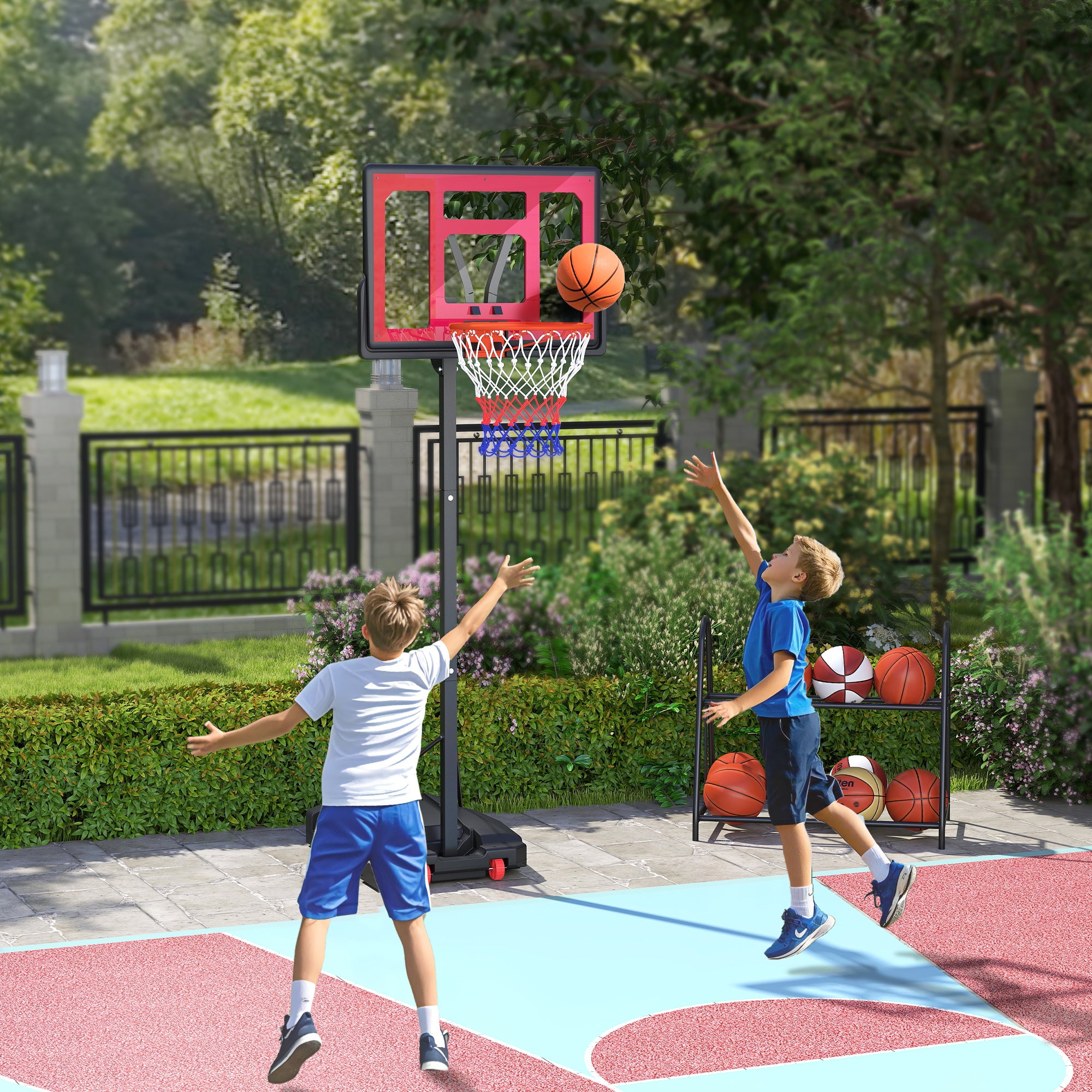 Tabela de Basquetebol para Crianças - 83x60x2 cm - Vermelho