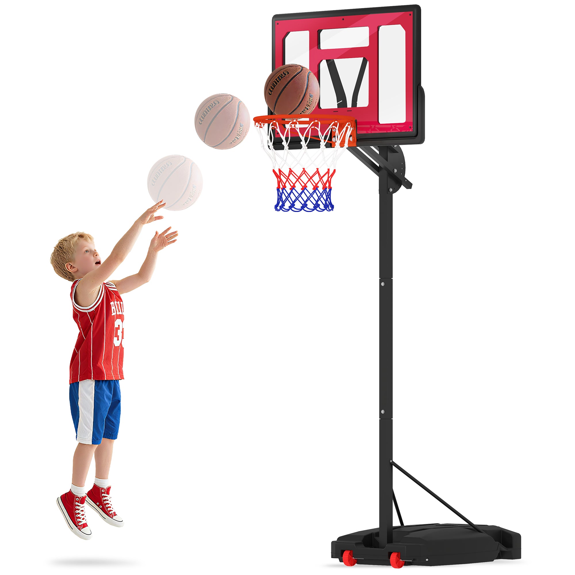 Tabela de Basquetebol para Crianças - 83x60x2 cm - Vermelho