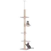 Arranhador para Gatos Bege 40x34x260cm - Centro de Atividades Vertical Ajustável